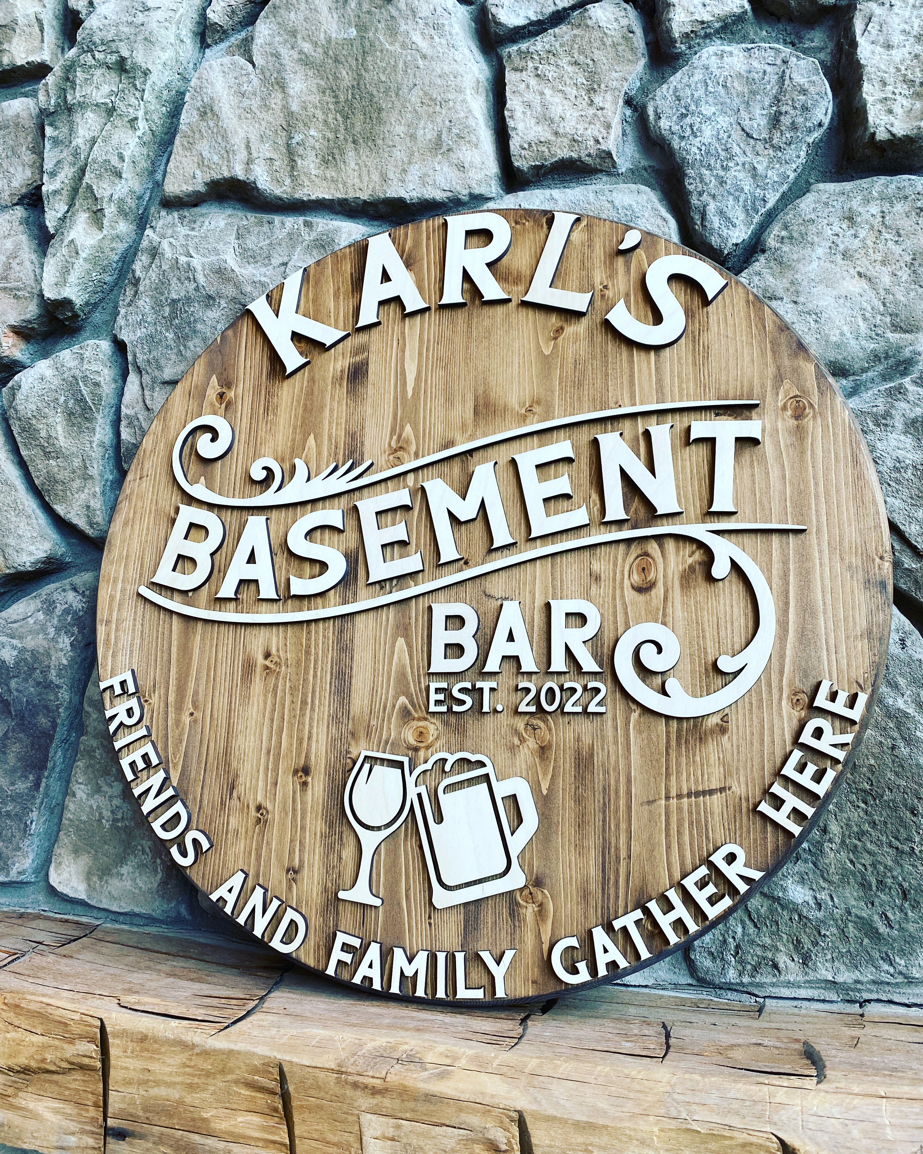 Basement Bar Round Sign
