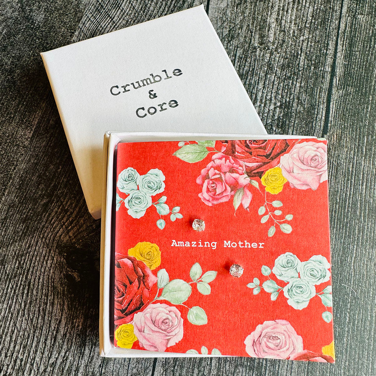 Crumble & Core Boxed Sterling Silver Earrings & Card Duo