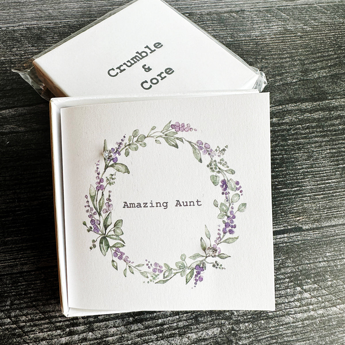Crumble & Core Boxed Sterling Silver Earrings & Card Duo