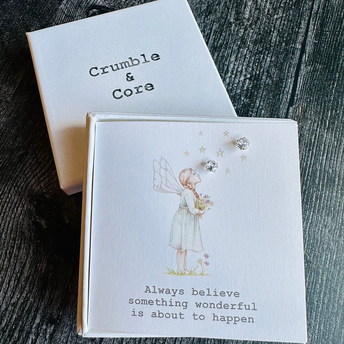 Crumble & Core Boxed Sterling Silver Earrings & Card Duo