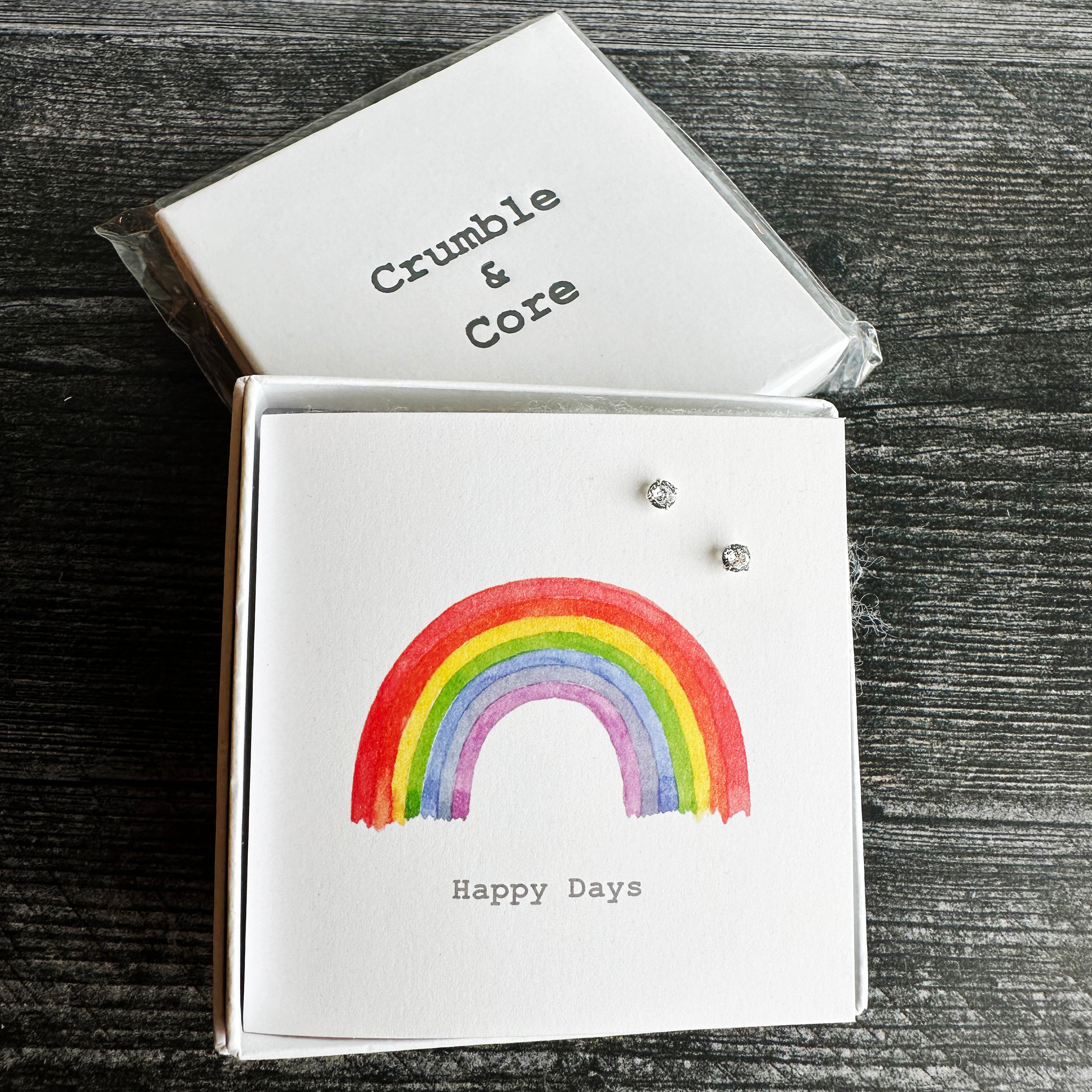 Crumble & Core Boxed Sterling Silver Earrings & Card Duo