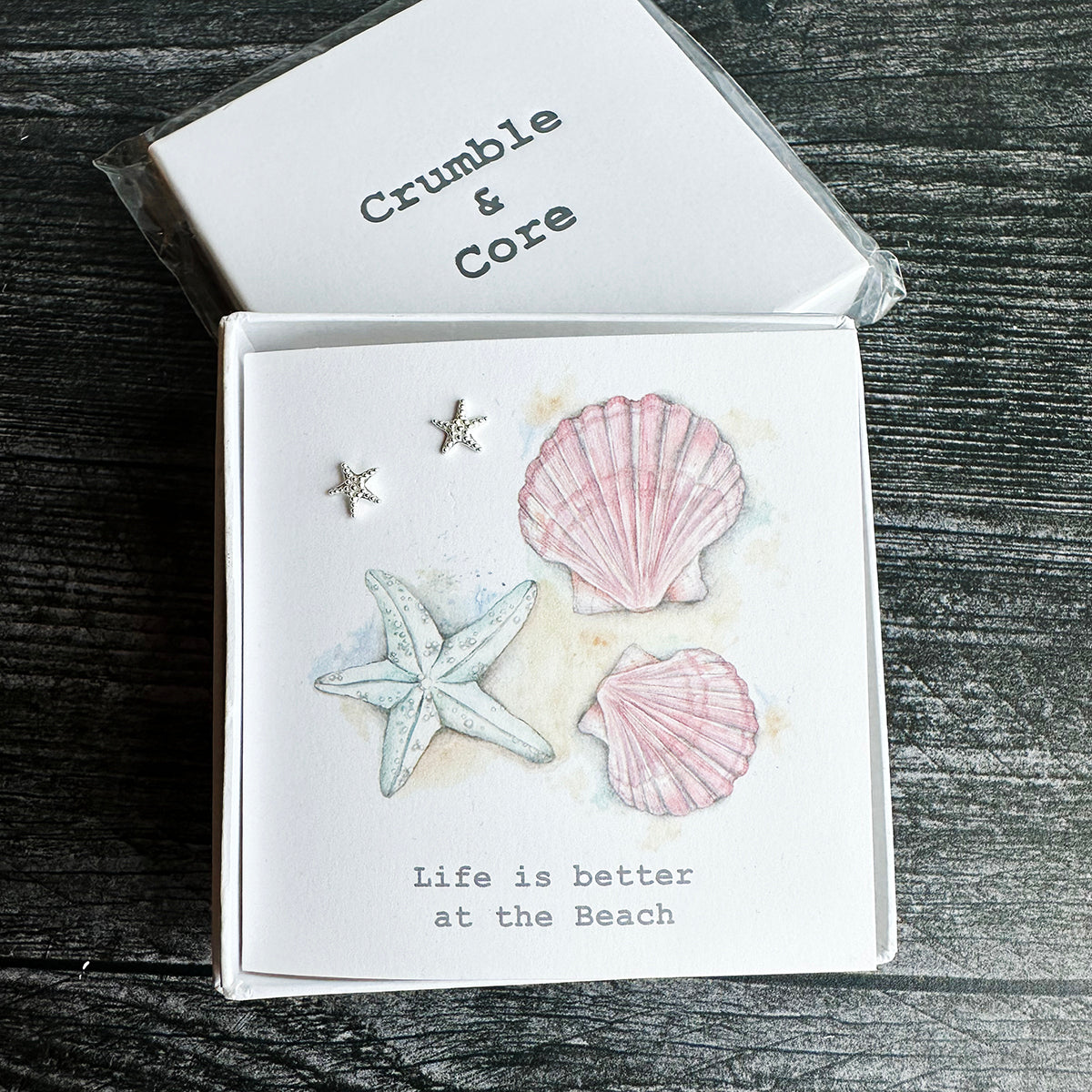 Crumble & Core Boxed Sterling Silver Earrings & Card Duo