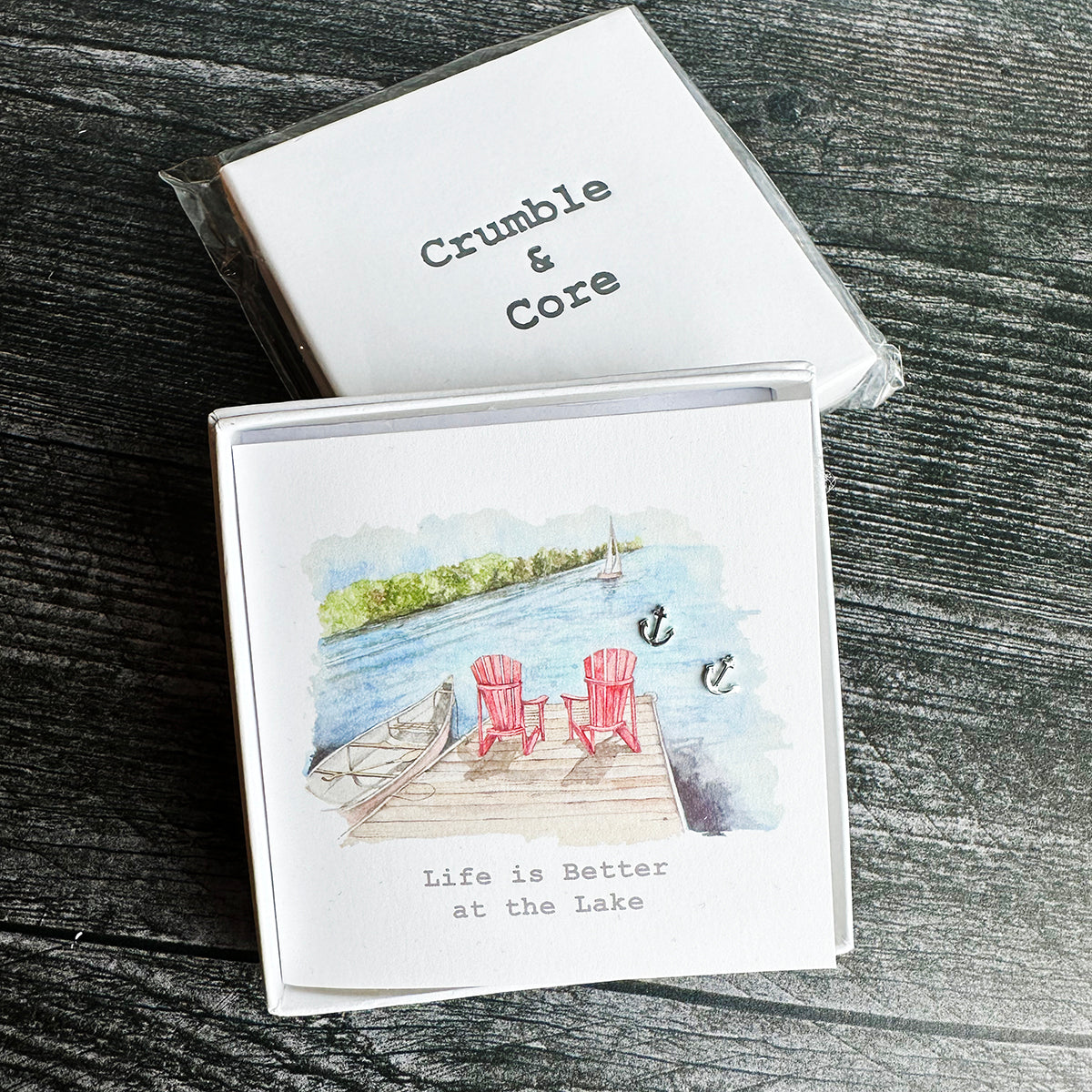Crumble & Core Boxed Sterling Silver Earrings & Card Duo