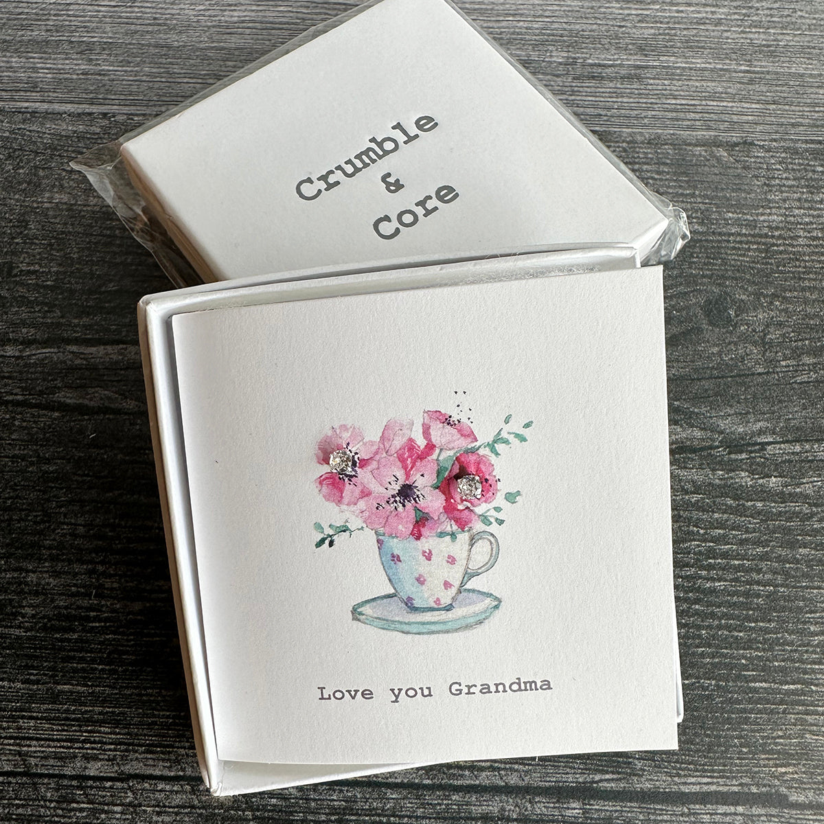 Crumble & Core Boxed Sterling Silver Earrings & Card Duo