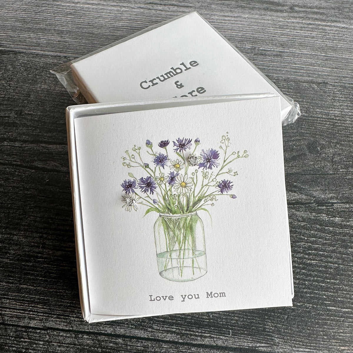 Crumble & Core Boxed Sterling Silver Earrings & Card Duo
