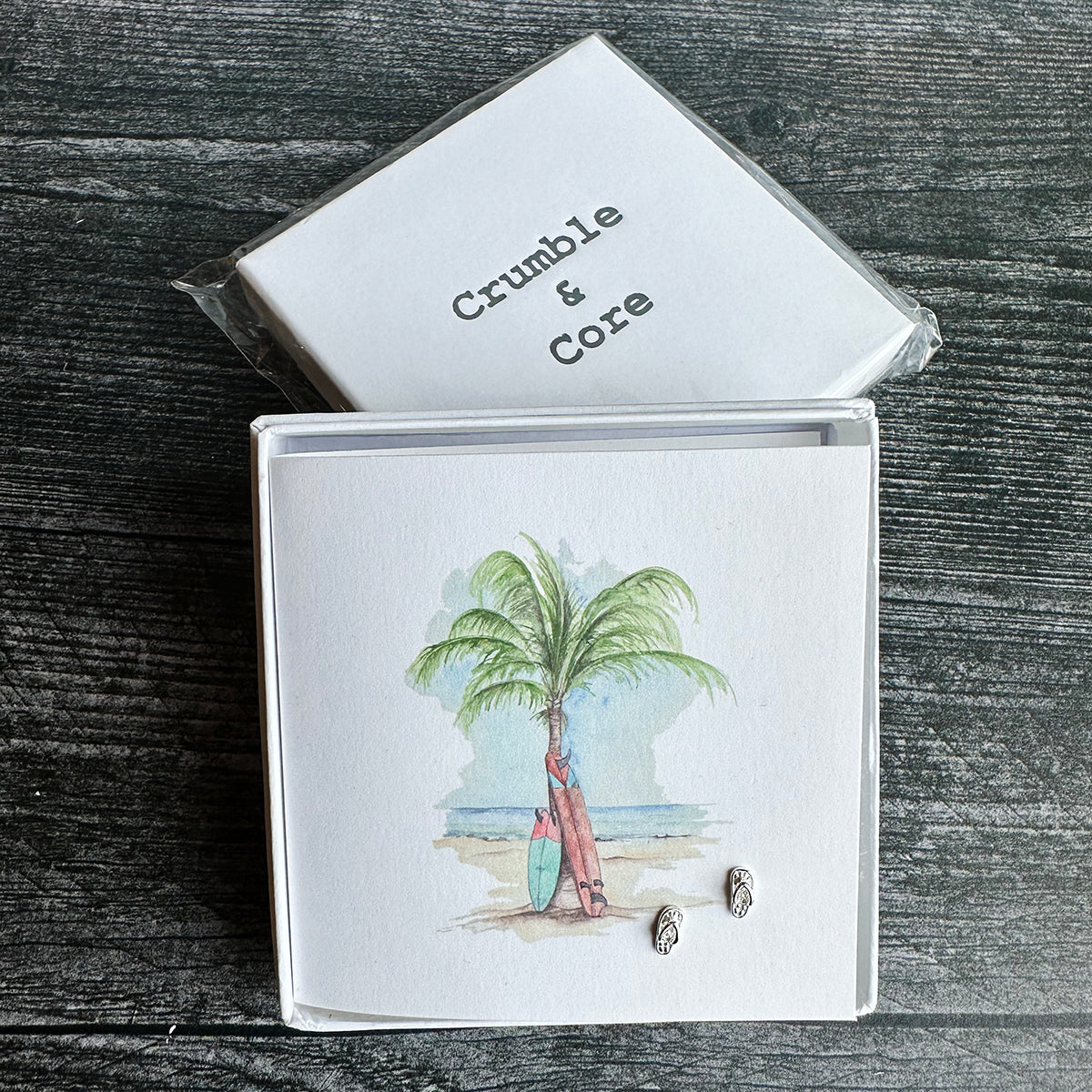 Crumble & Core Boxed Sterling Silver Earrings & Card Duo
