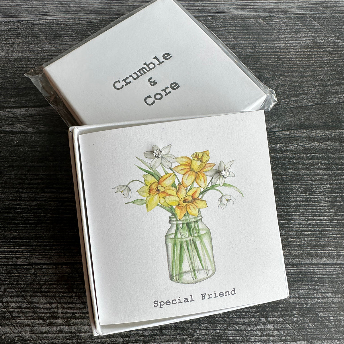 Crumble & Core Boxed Sterling Silver Earrings & Card Duo