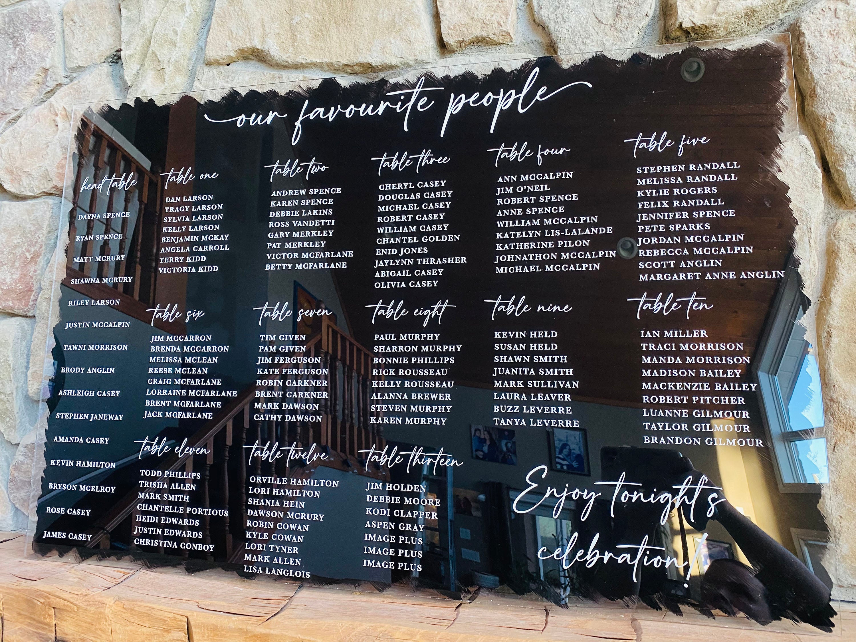 🖤 Acrylic Seating Chart — Our Favourite People 24"x36" Horizontal