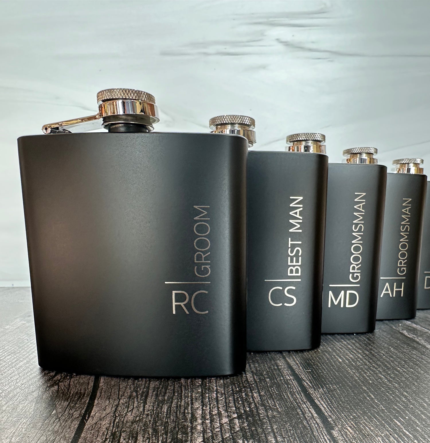 Black Engraved Flask Design 3