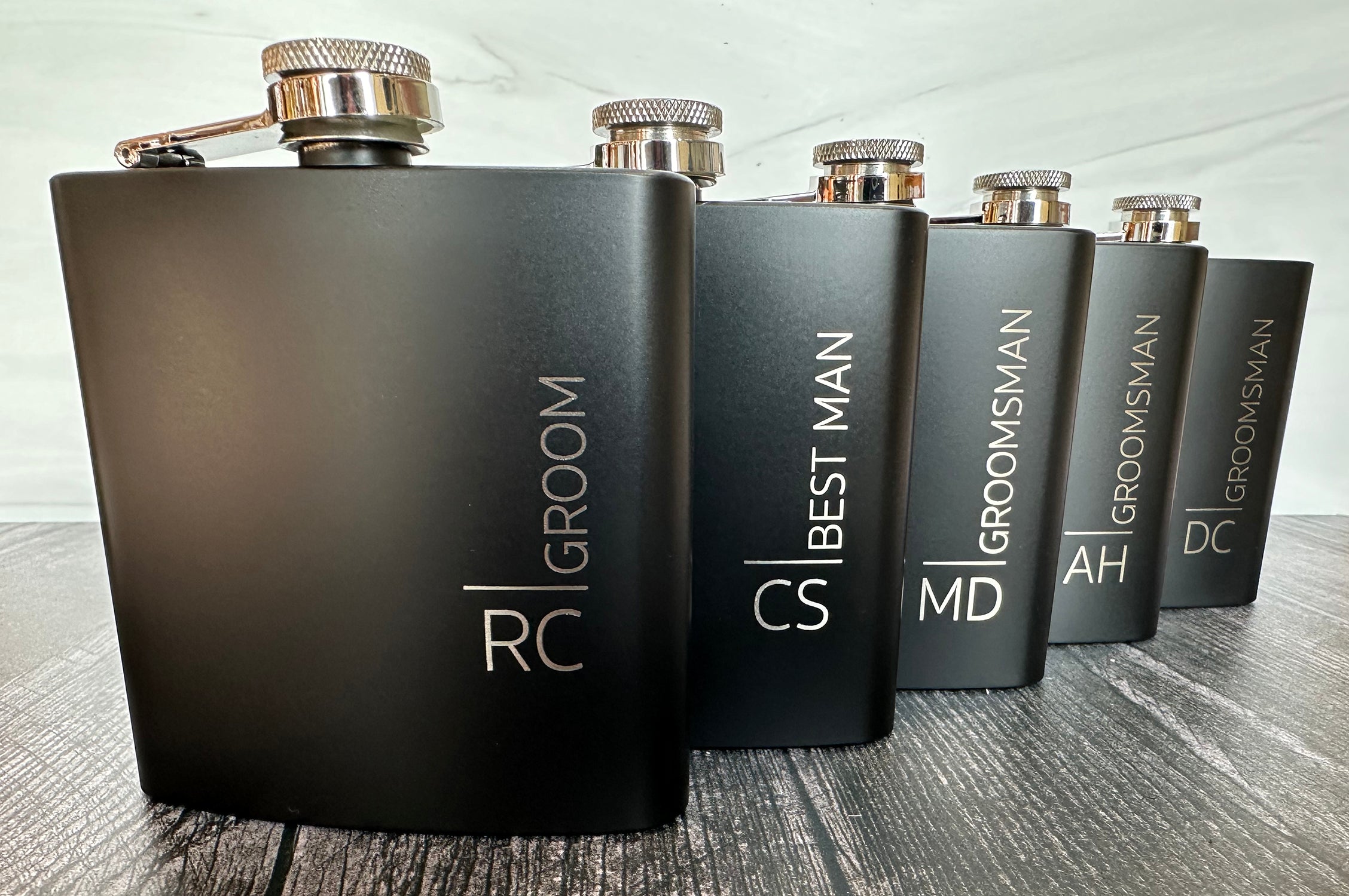 Black Engraved Flask Design 3