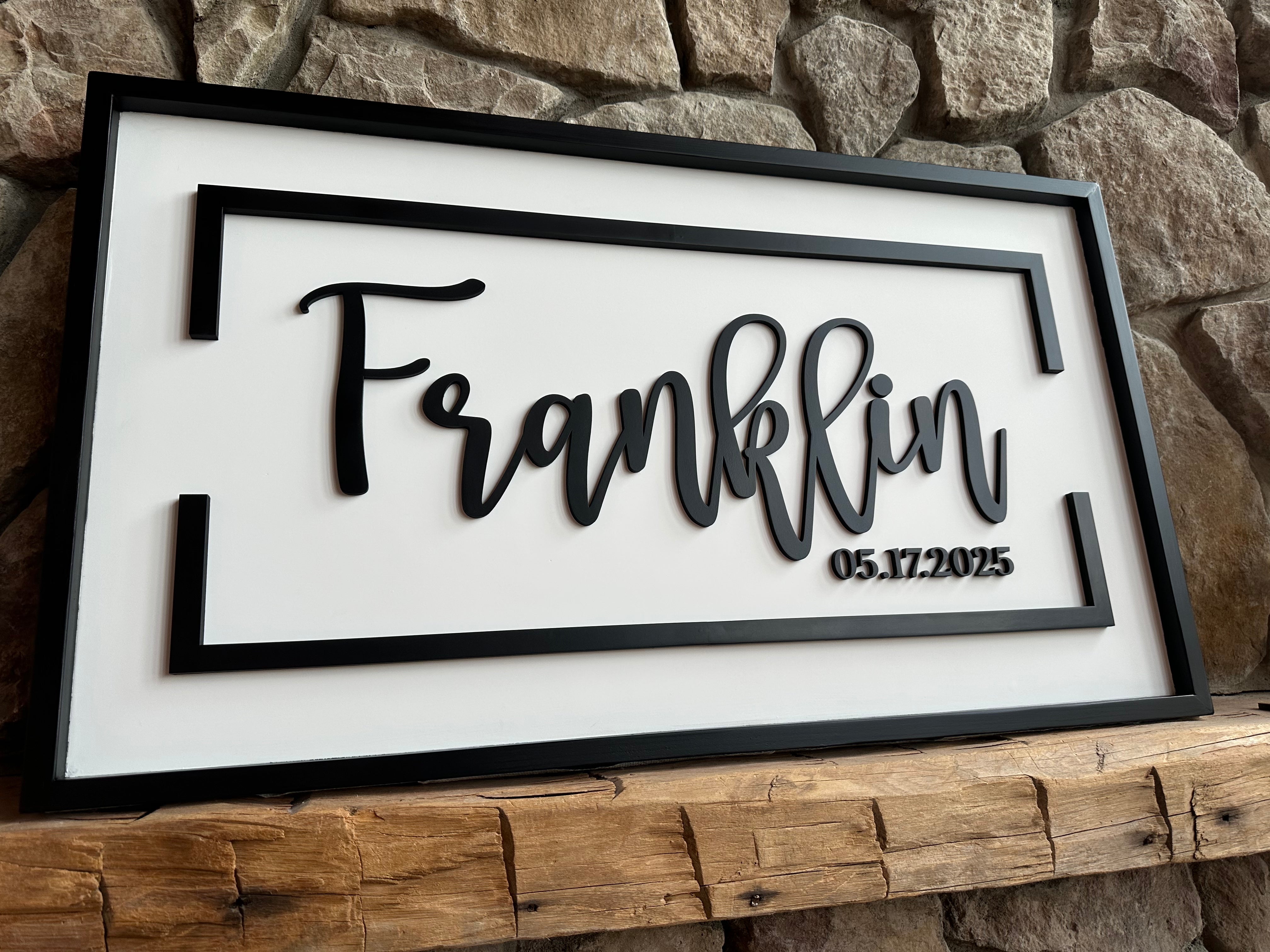 🖤 Bold Framed Wedding Sign – “Franklin” 20x36"