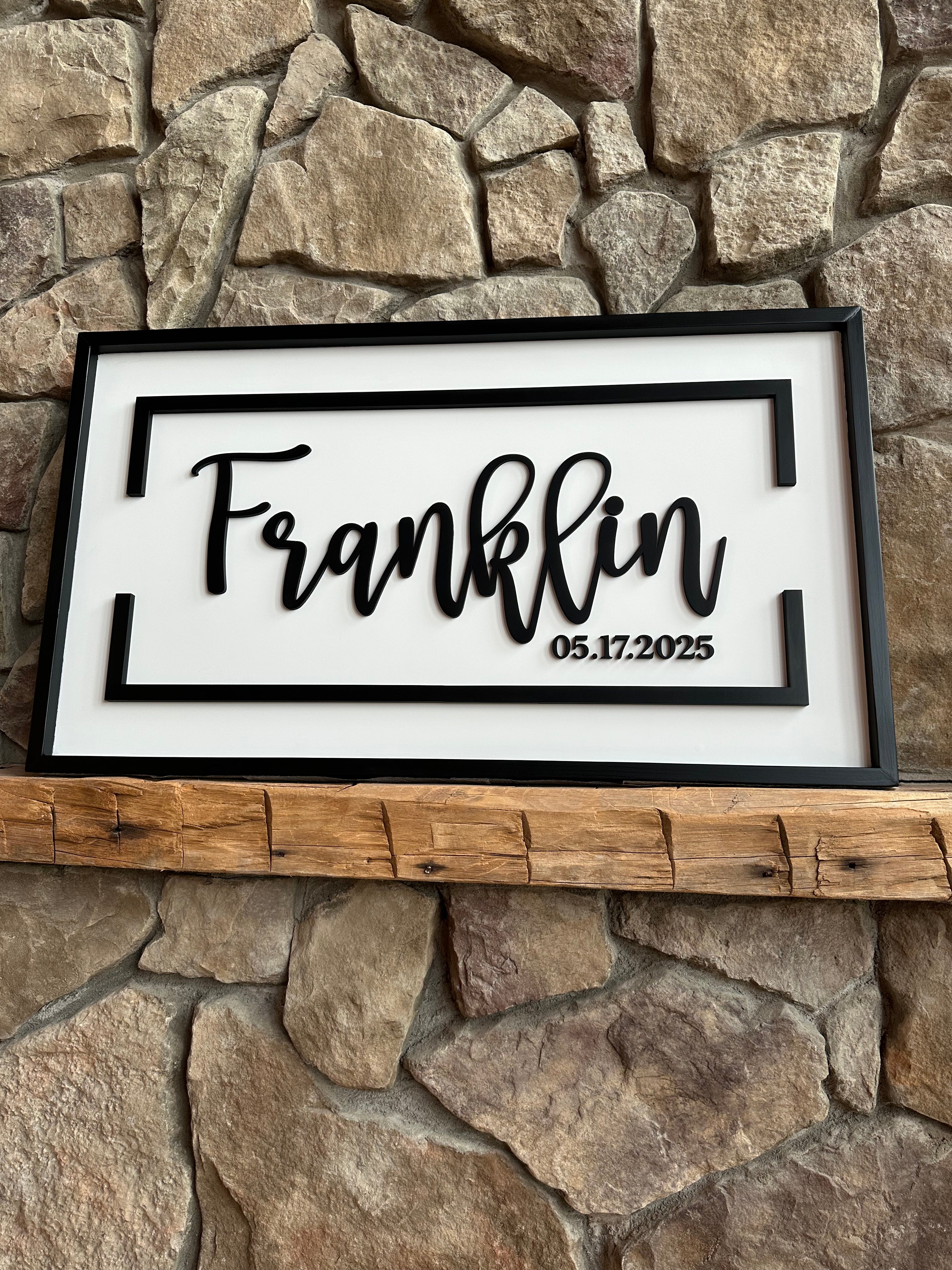 🖤 Bold Framed Wedding Sign – “Franklin” 20x36"
