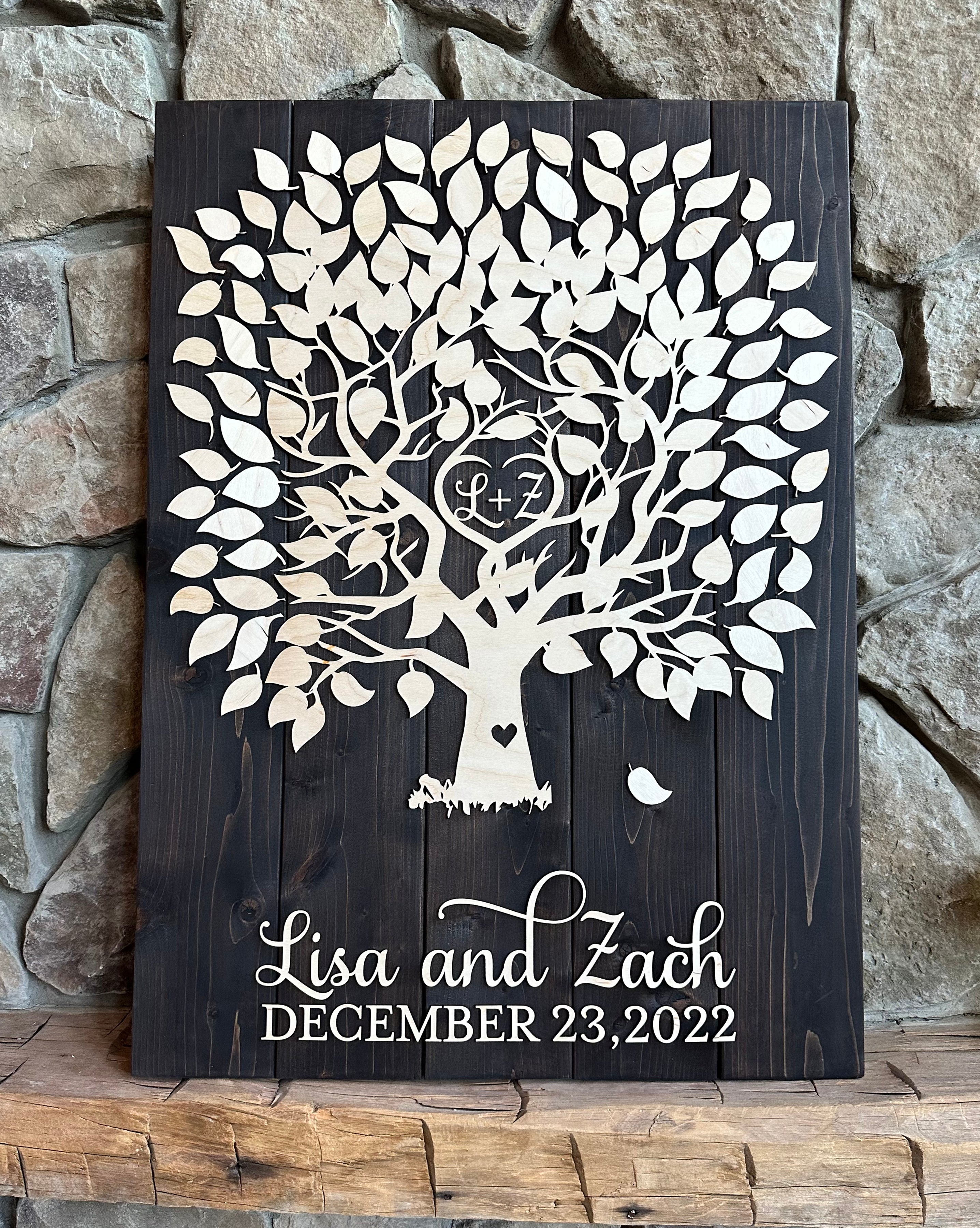 Family Tree Wood Guestbook Alternative