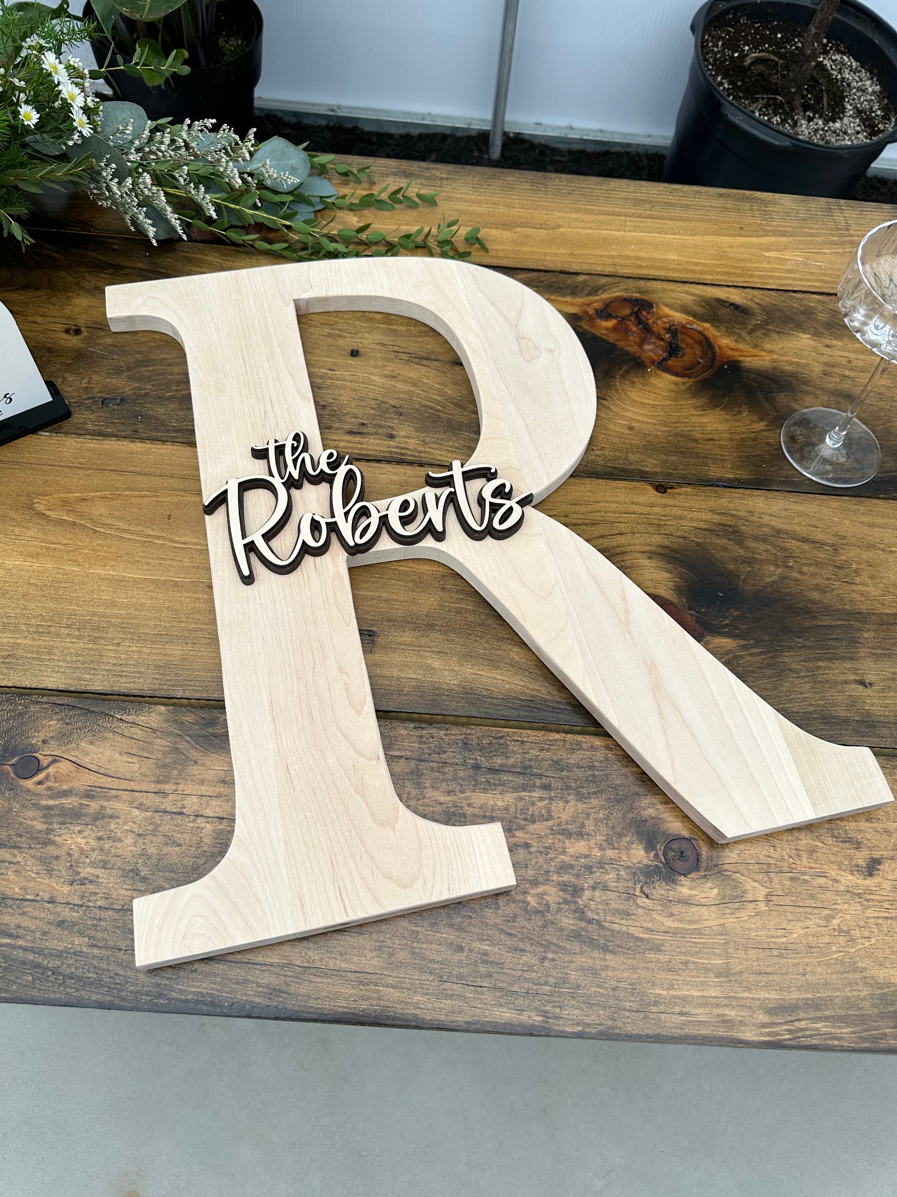 Custom Initial Wood Guestbook Alternative