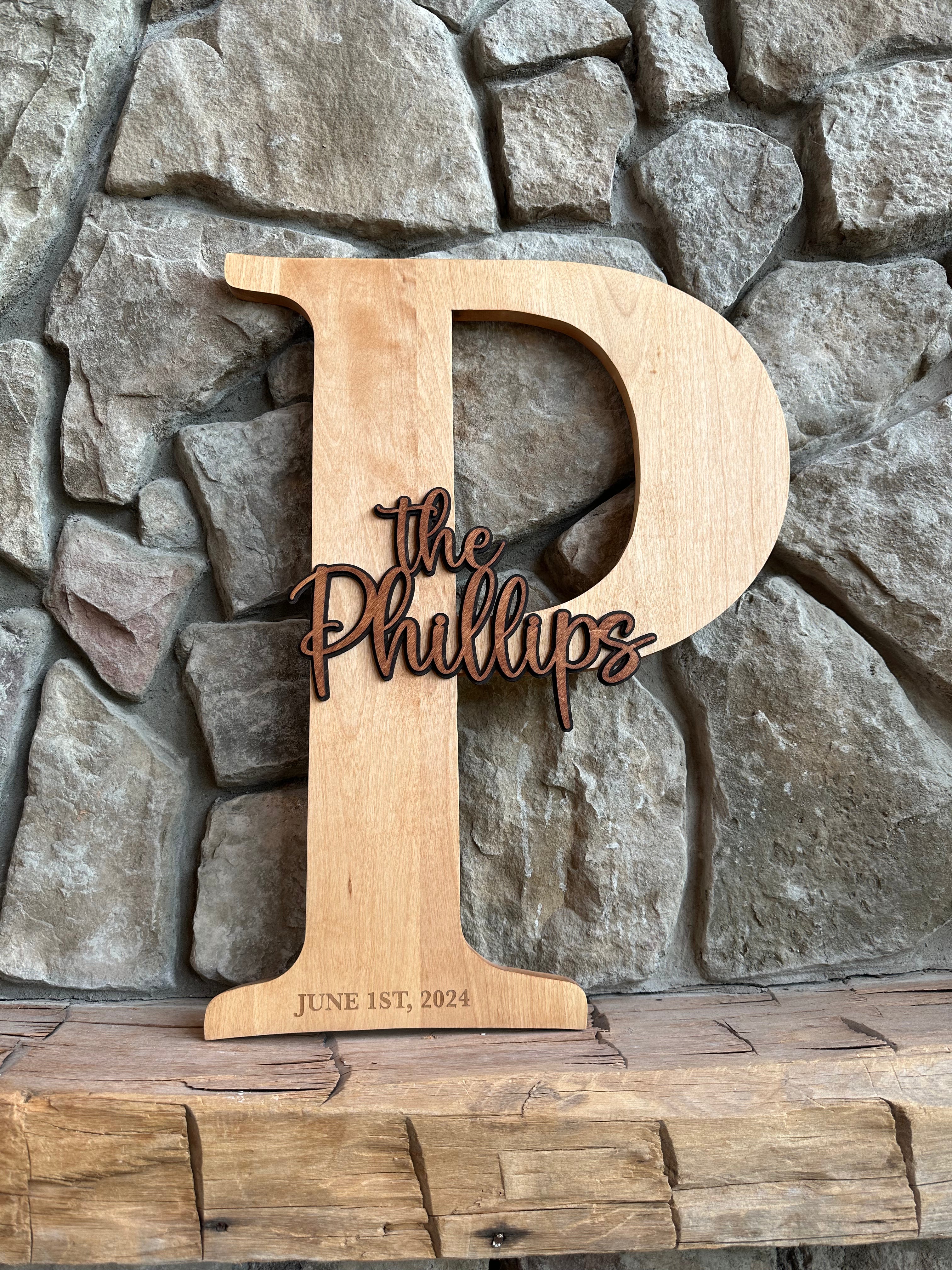 Custom Initial Wood Guestbook Alternative