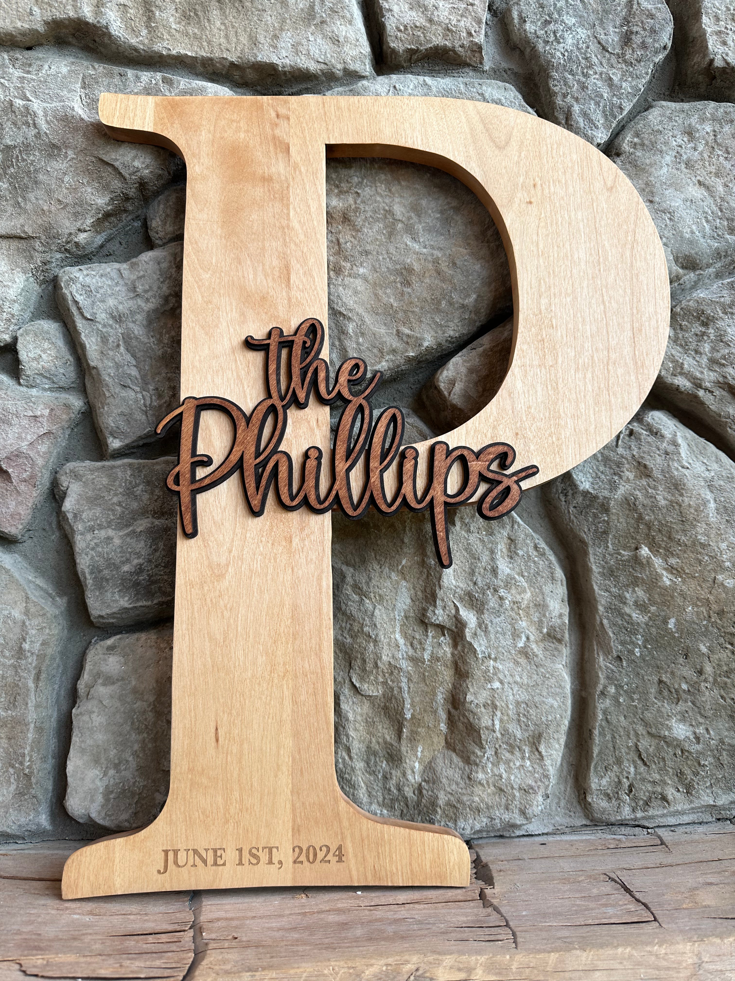 Custom Initial Wood Guestbook Alternative