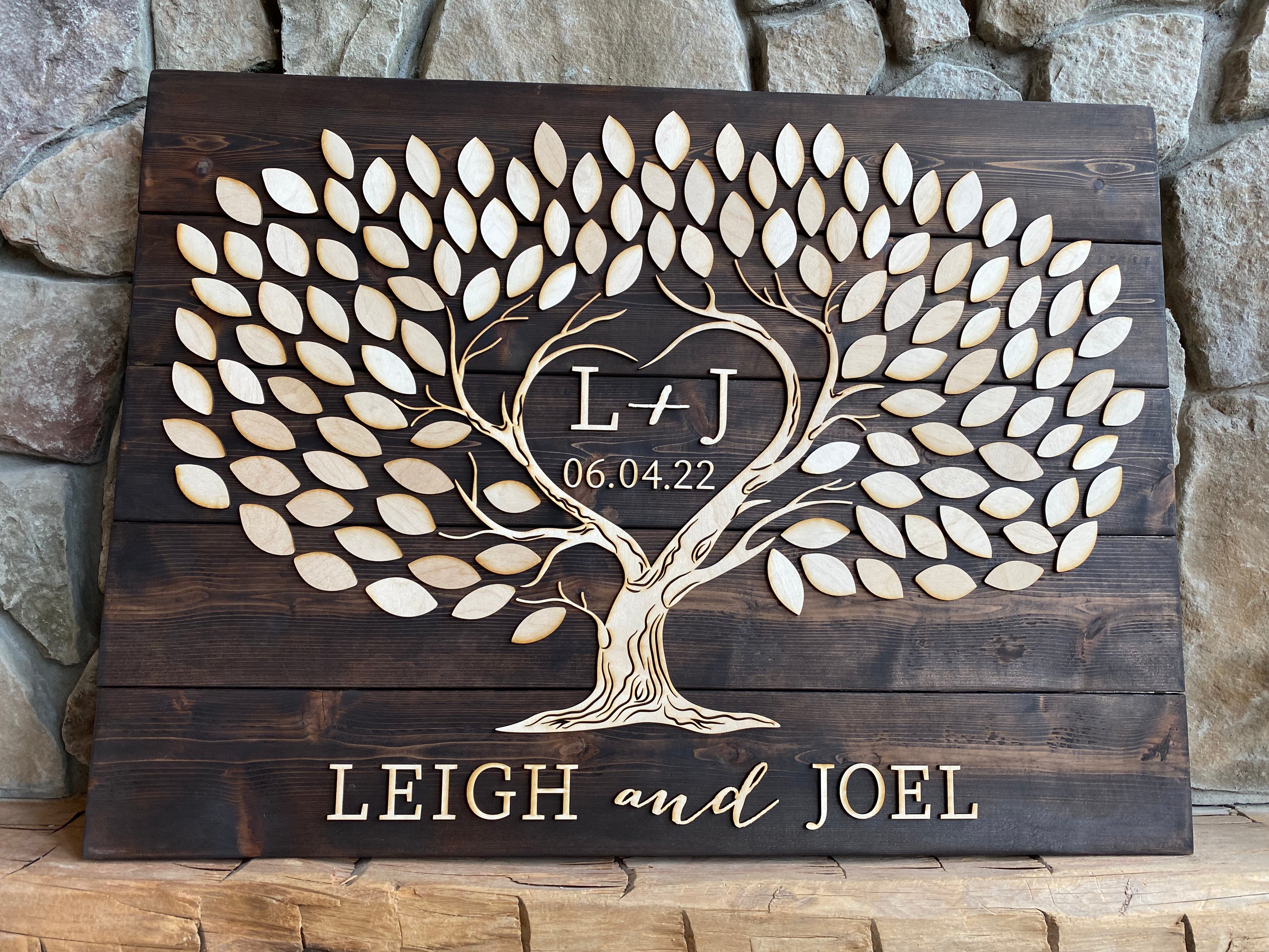 Family Tree Wood Guestbook Alternative Design 2 Horizontal