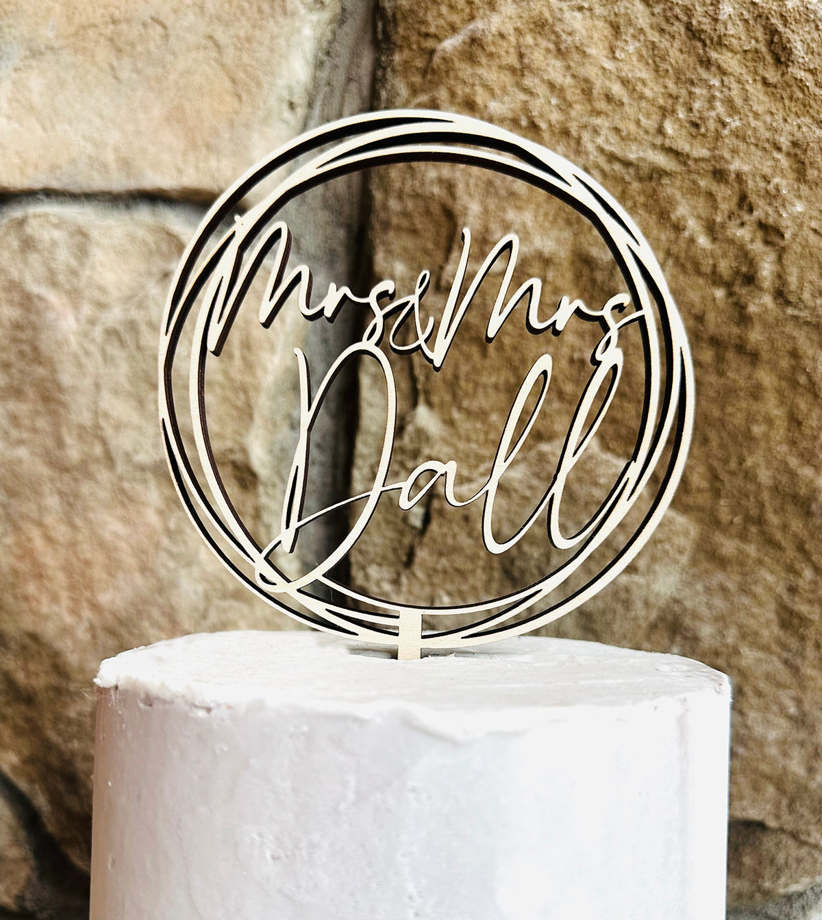 Circle Name Caketop, Wedding or Anniversary Caketopper