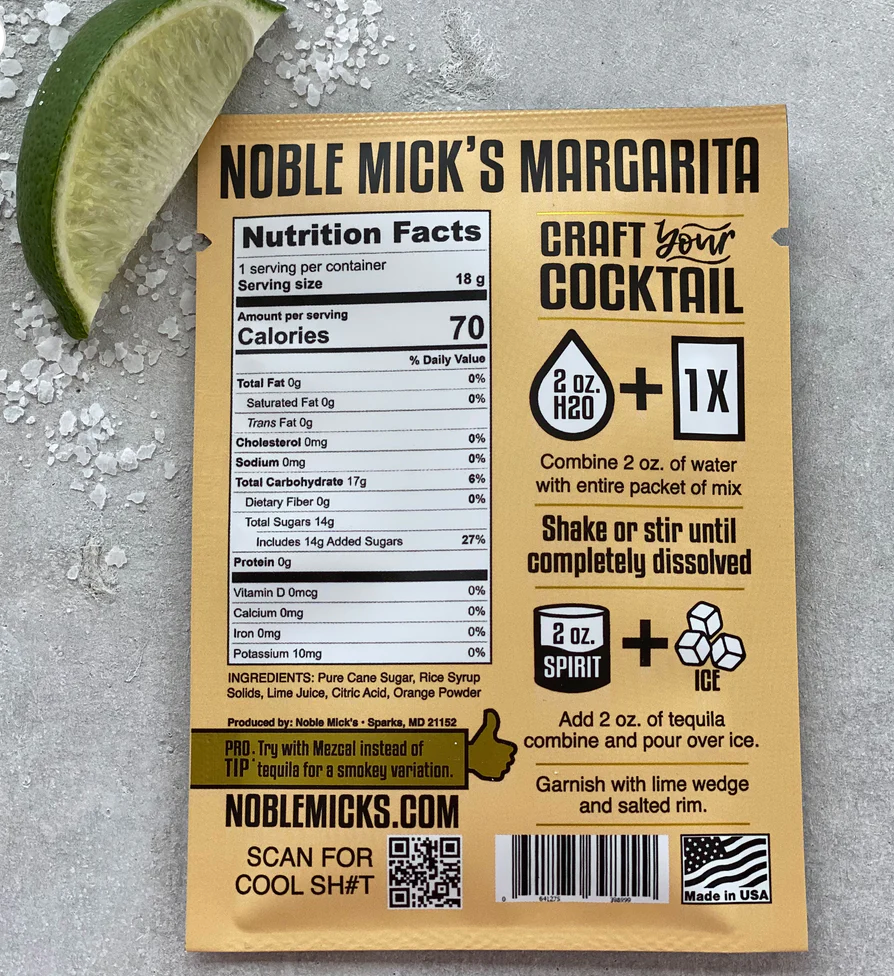 Noble Mick's Single Serve Craft Cocktail Packets