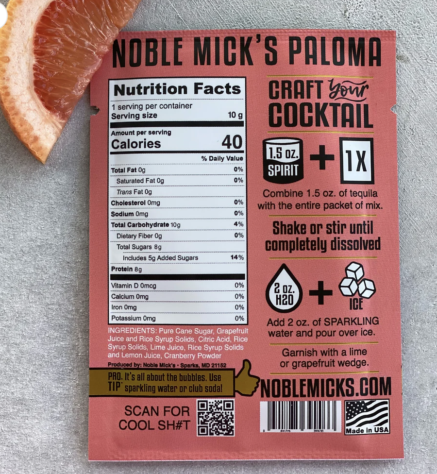 Noble Mick's Single Serve Craft Cocktail Packets
