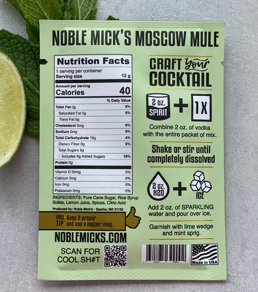 Noble Mick's Single Serve Craft Cocktail Packets