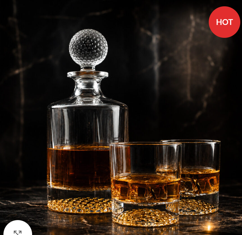 Mulligan Whiskey Decanter with 2 Rock Glasses Set