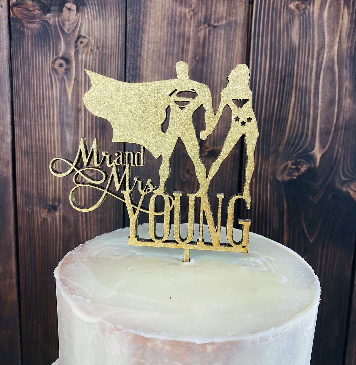 Superman & Wonder Woman Mr & Mrs Caketop, Wedding Caketopper