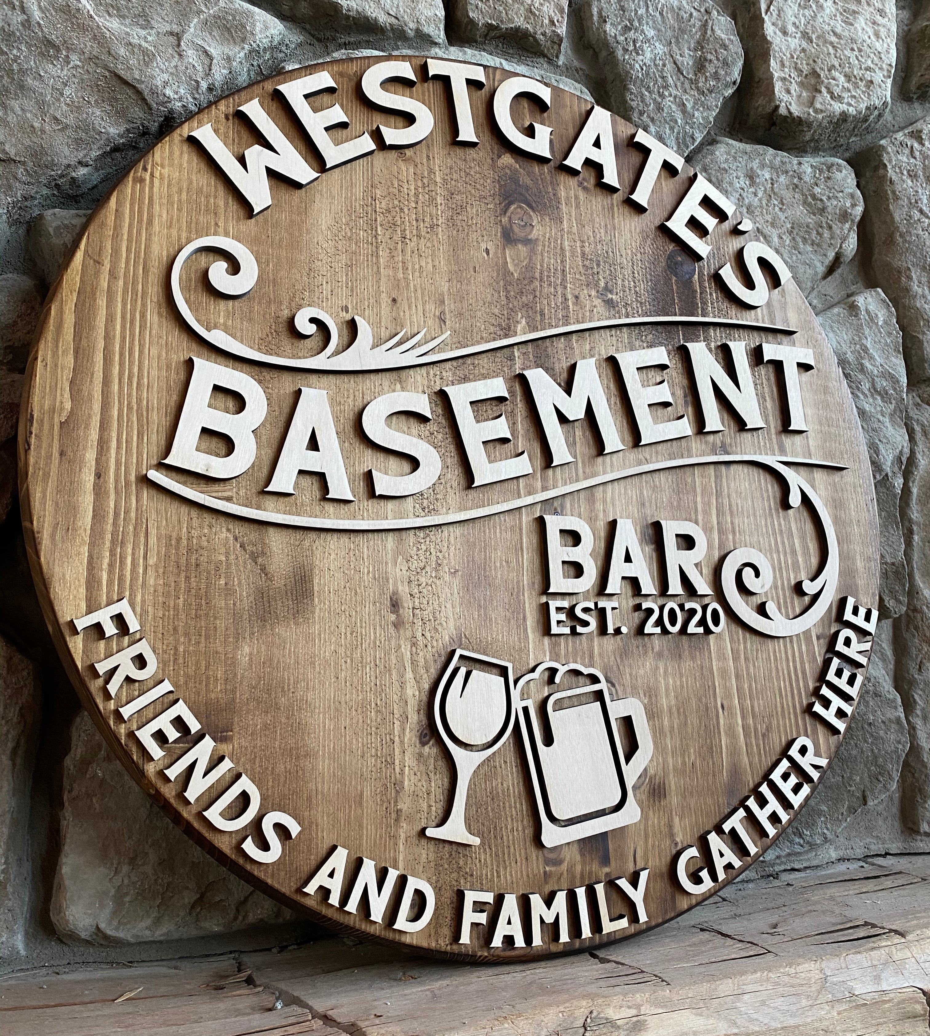 Basement Bar Round Sign