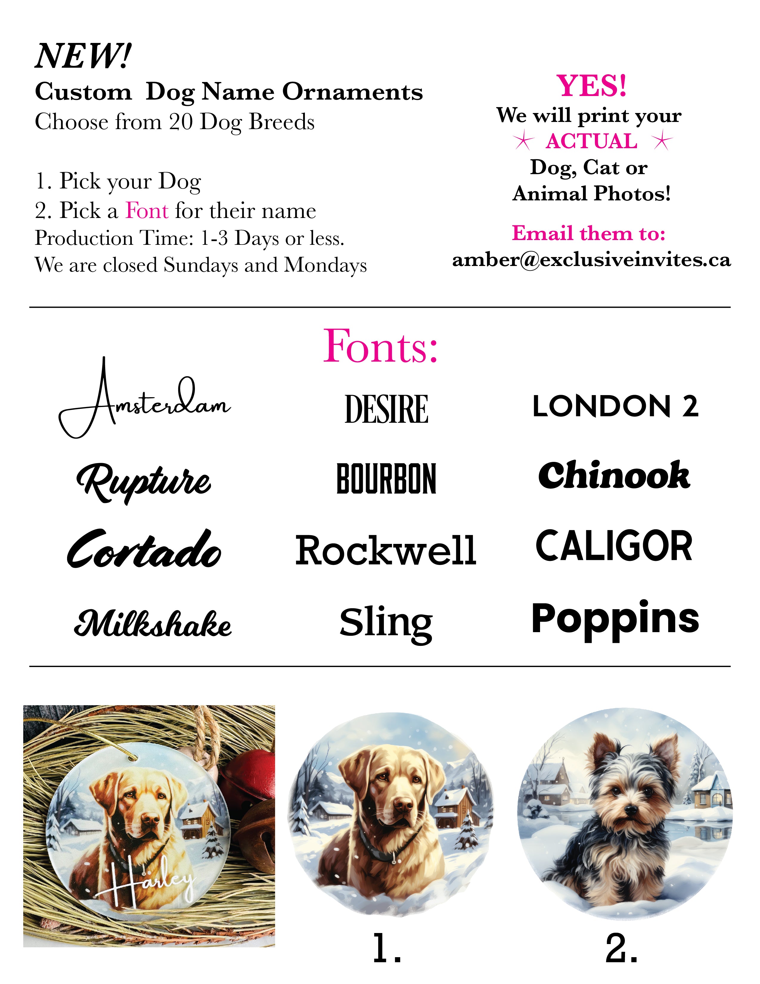 Watercolour Dog Ornaments with Name