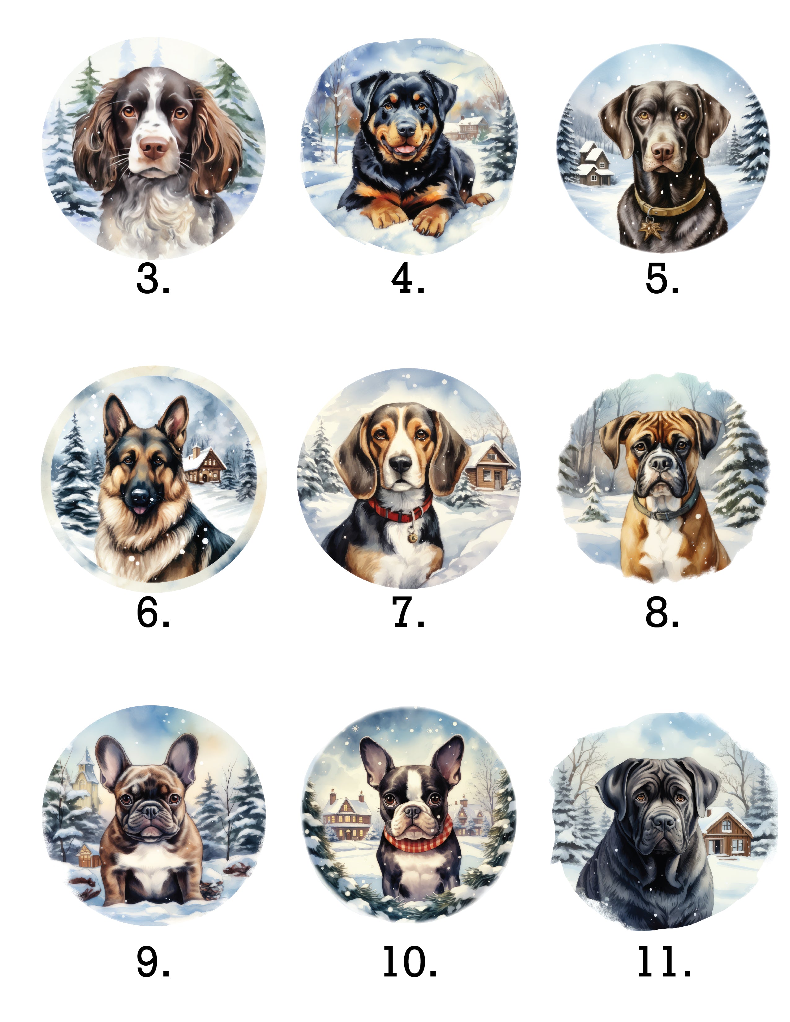 Watercolour Dog Ornaments with Name