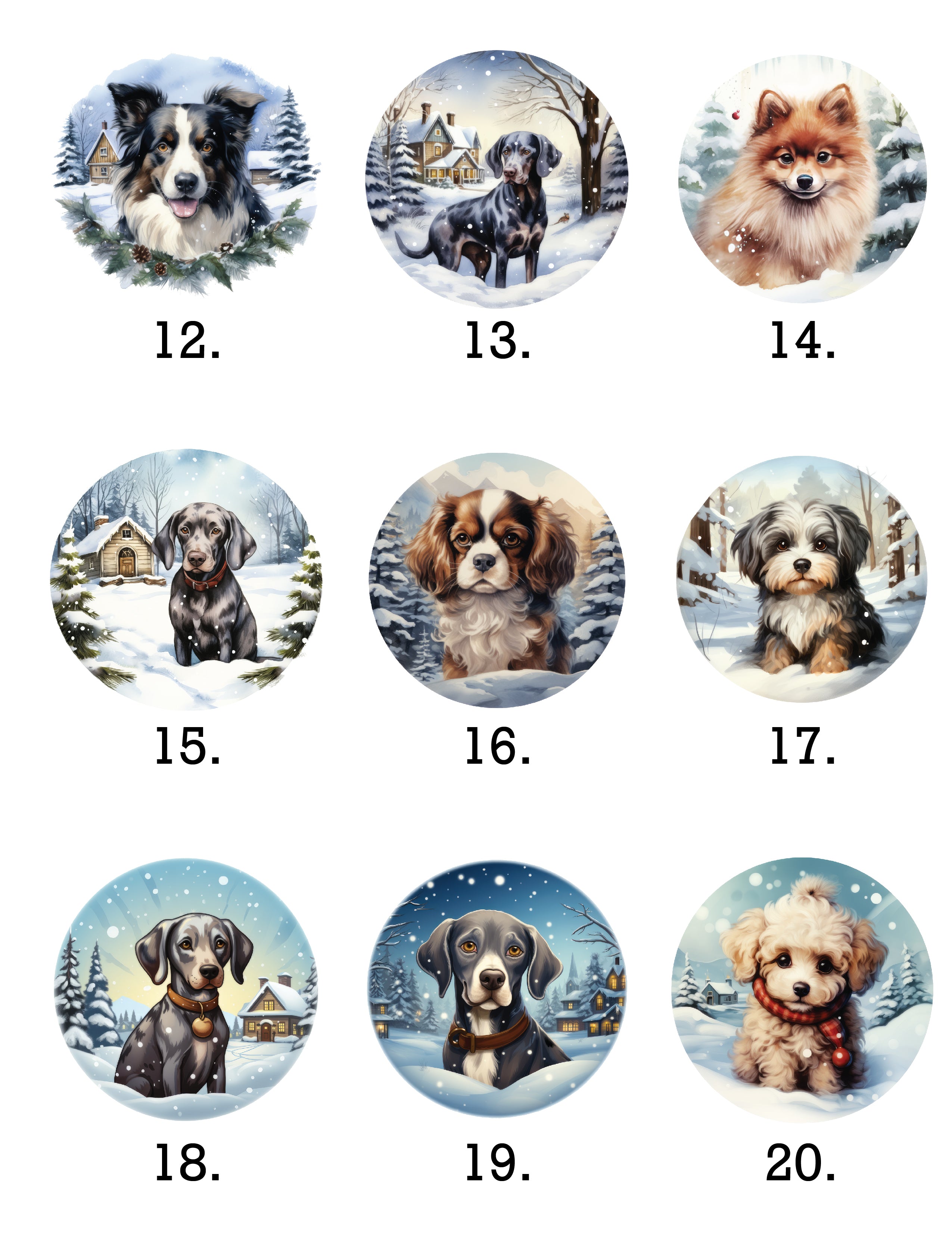 Watercolour Dog Ornaments with Name