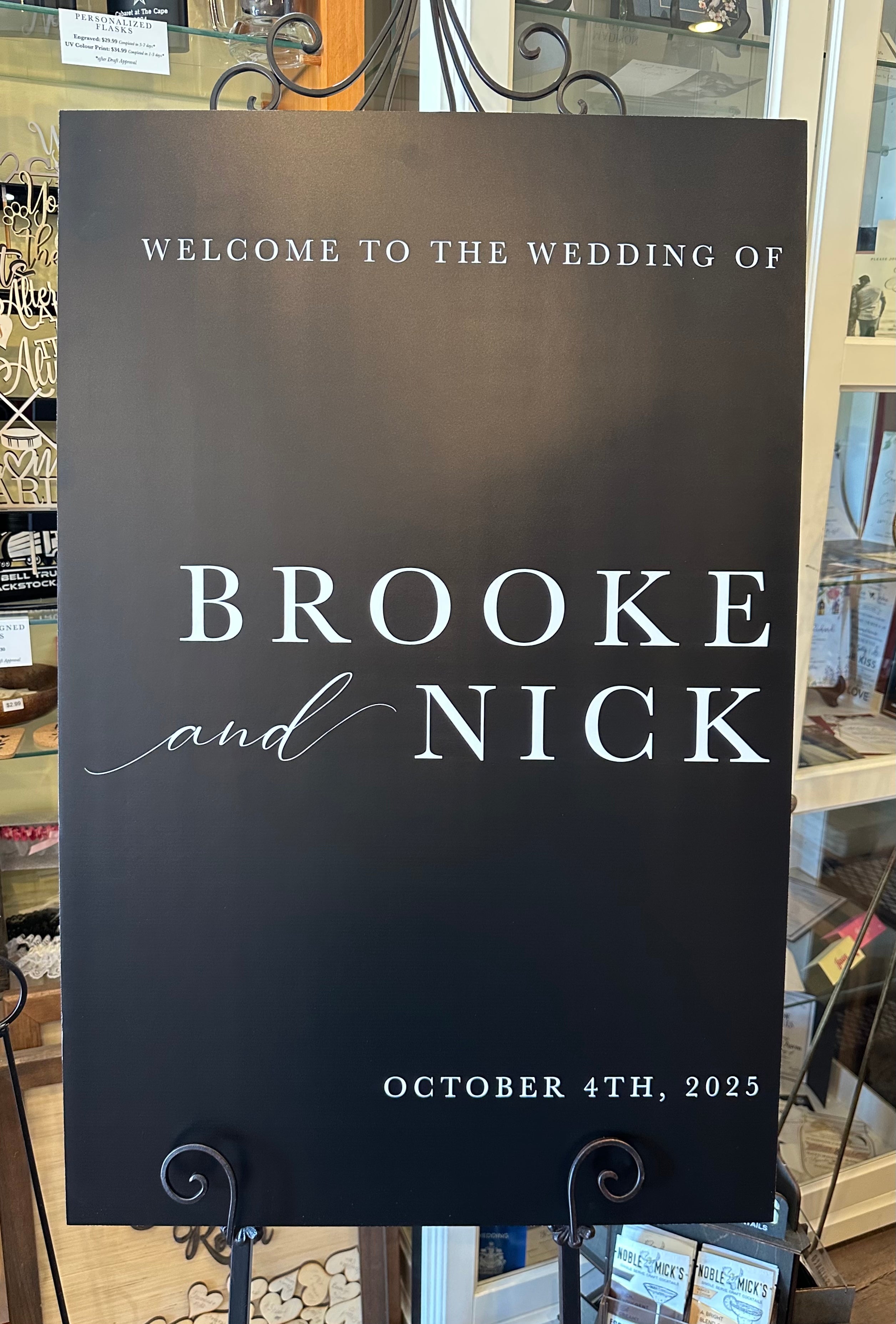 🖤 Brooke & Nick — Modern Black & White Wedding Welcome Sign