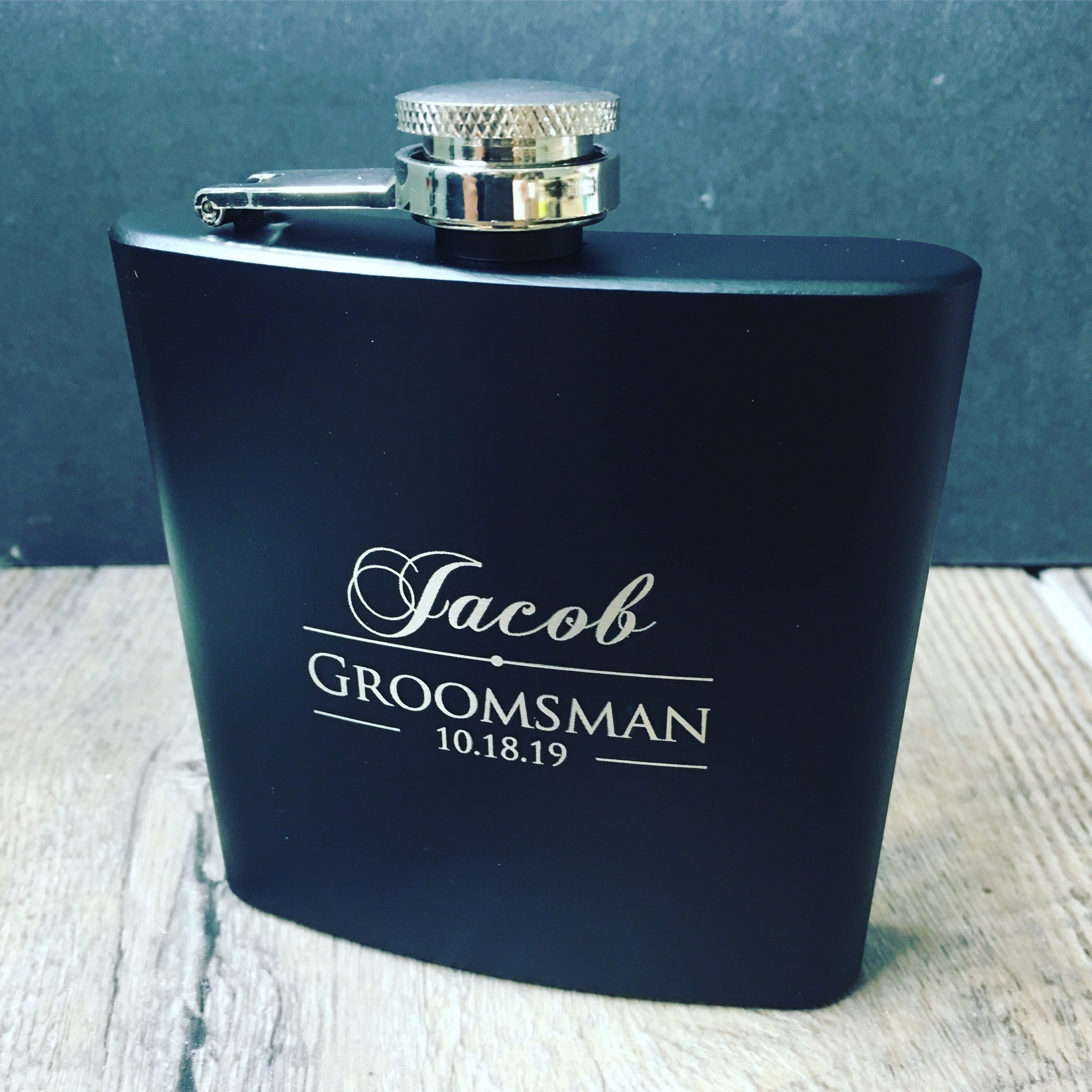 Black Engraved Flask Design 2