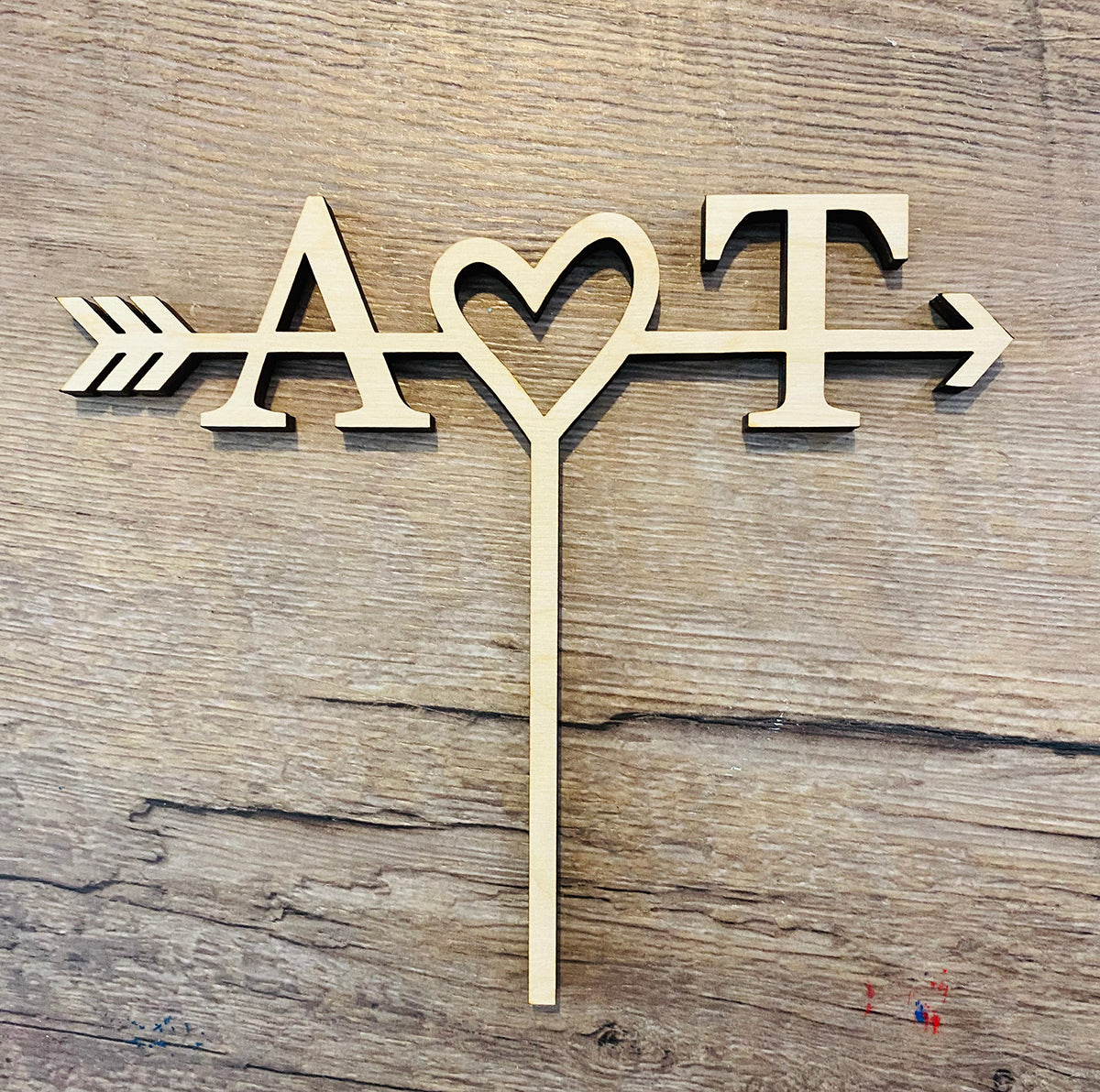 Arrow Initial Caketop, Wedding or Anniversary Caketopper