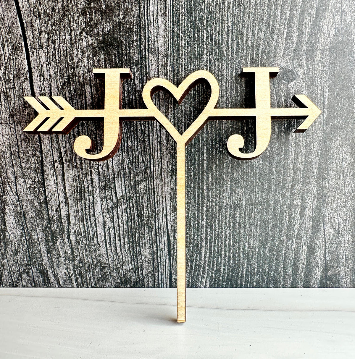 Arrow Initial Caketop, Wedding or Anniversary Caketopper