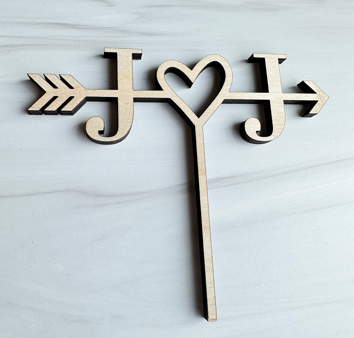 Arrow Initial Caketop, Wedding or Anniversary Caketopper