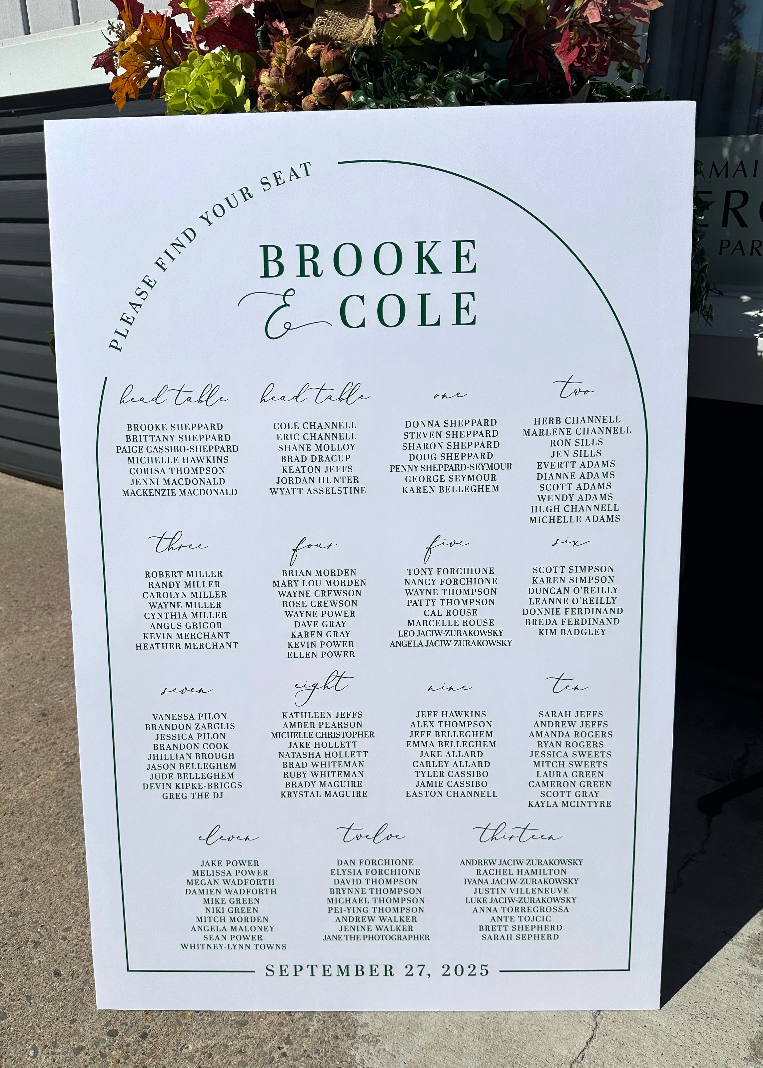 💚 Modern Green Arch Seating Chart 24" x 36"