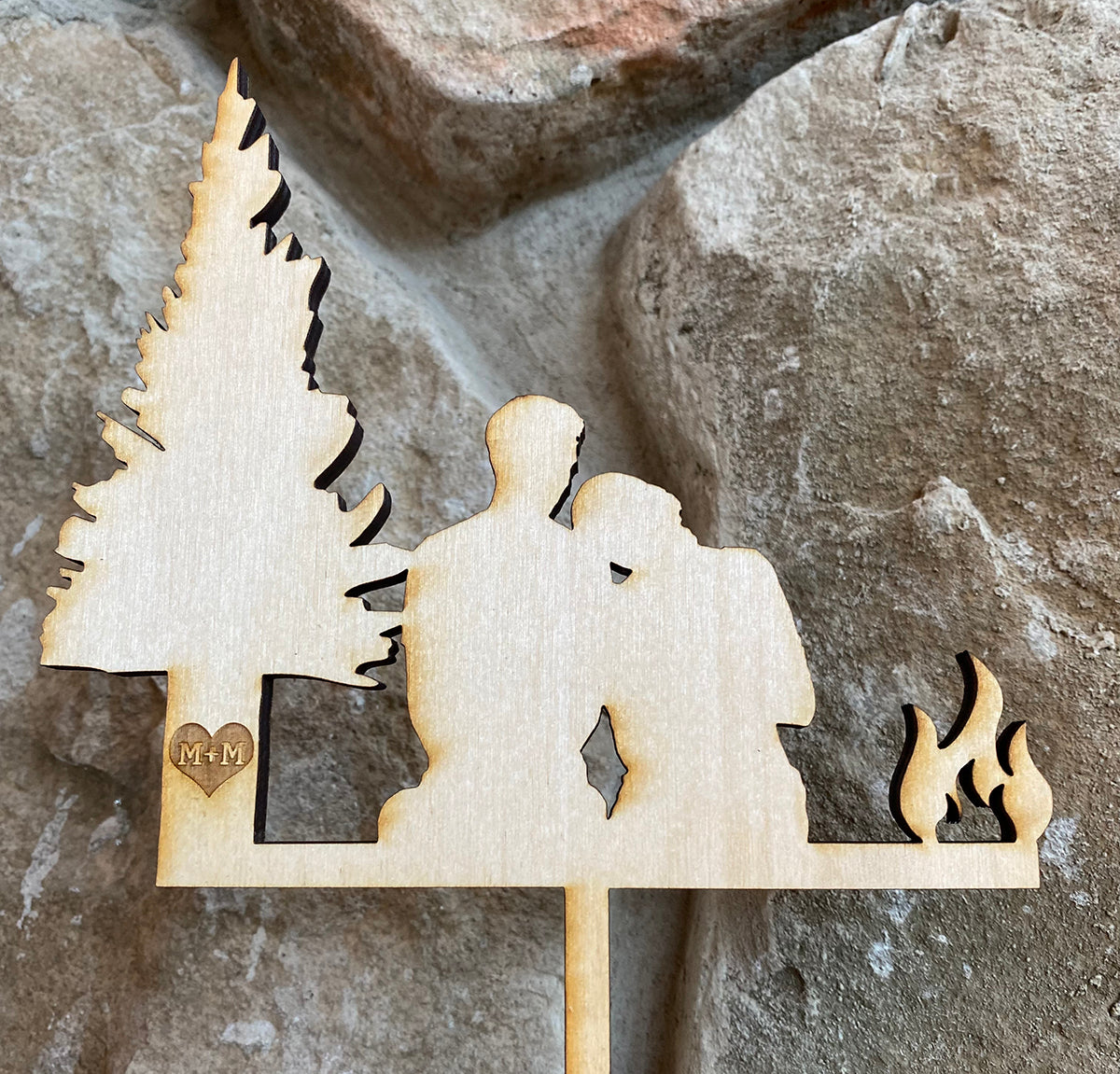 By the Campfire Caketop, Wedding or Anniversary Caketopper