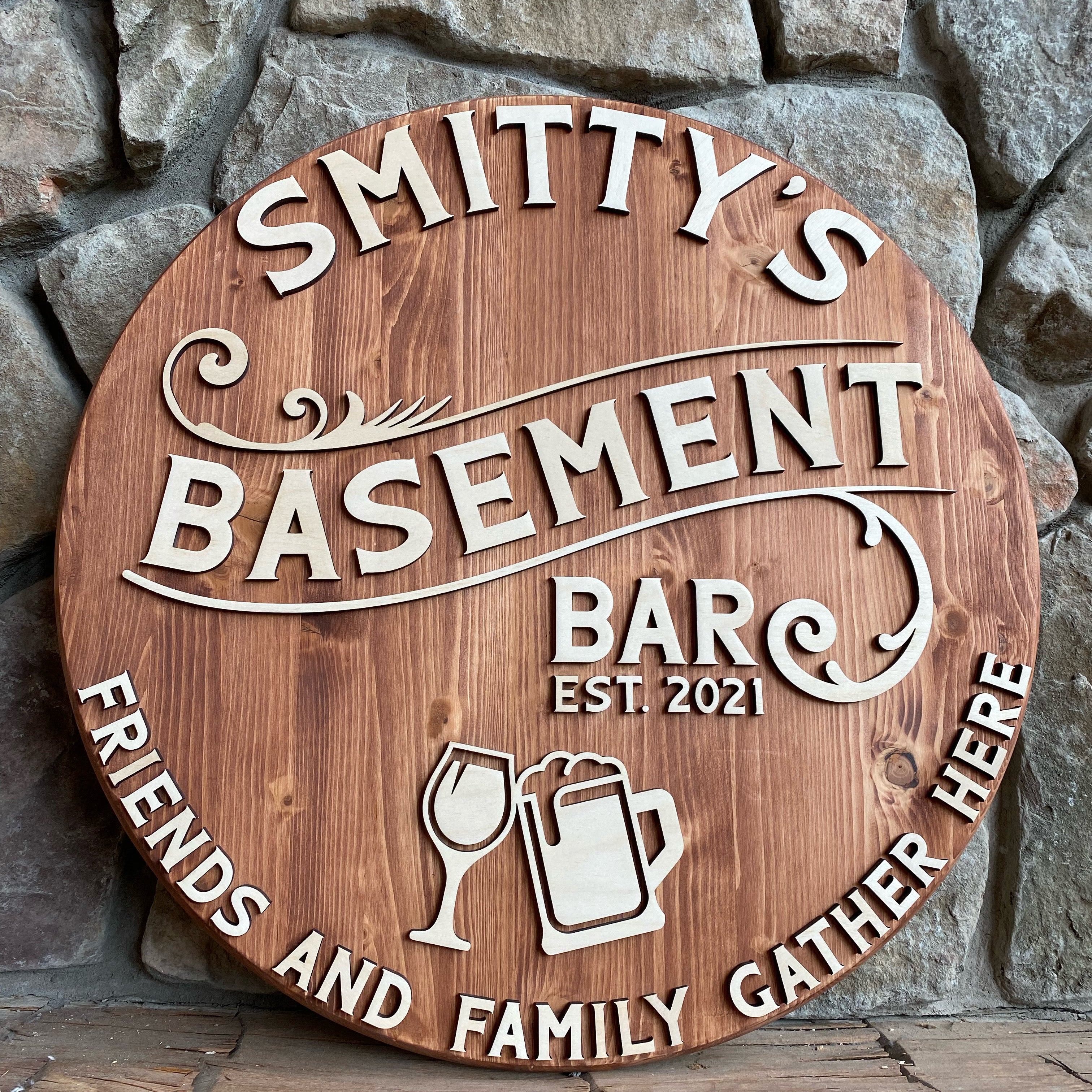 Basement Bar Round Sign
