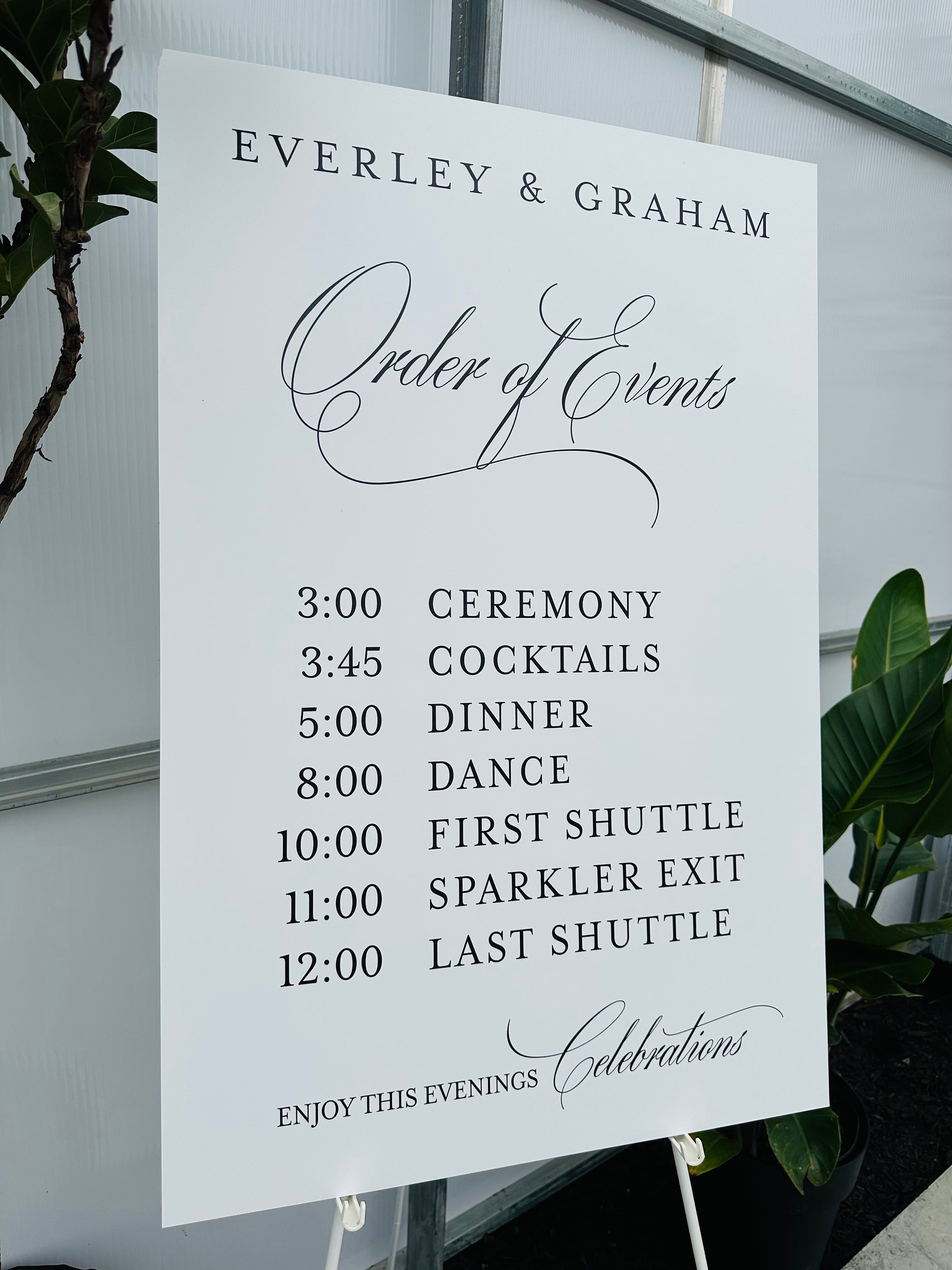🖤 The Everley Collection — Order of Events Sign 24"x36"