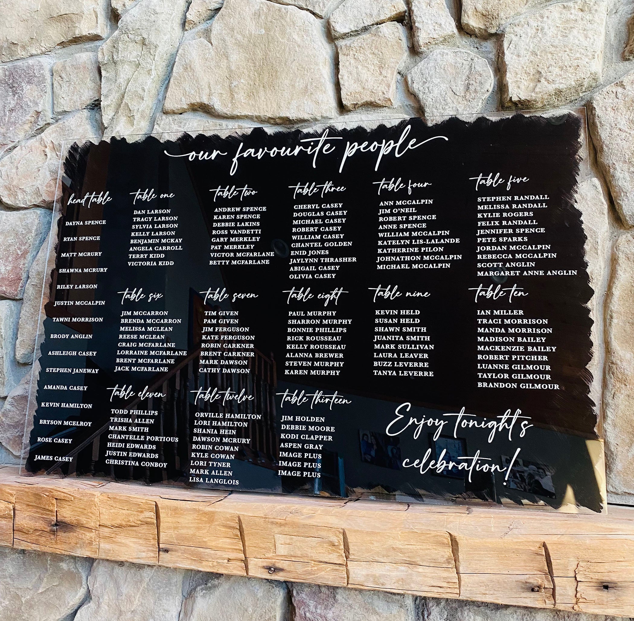🖤 Acrylic Seating Chart — Our Favourite People 24"x36" Horizontal