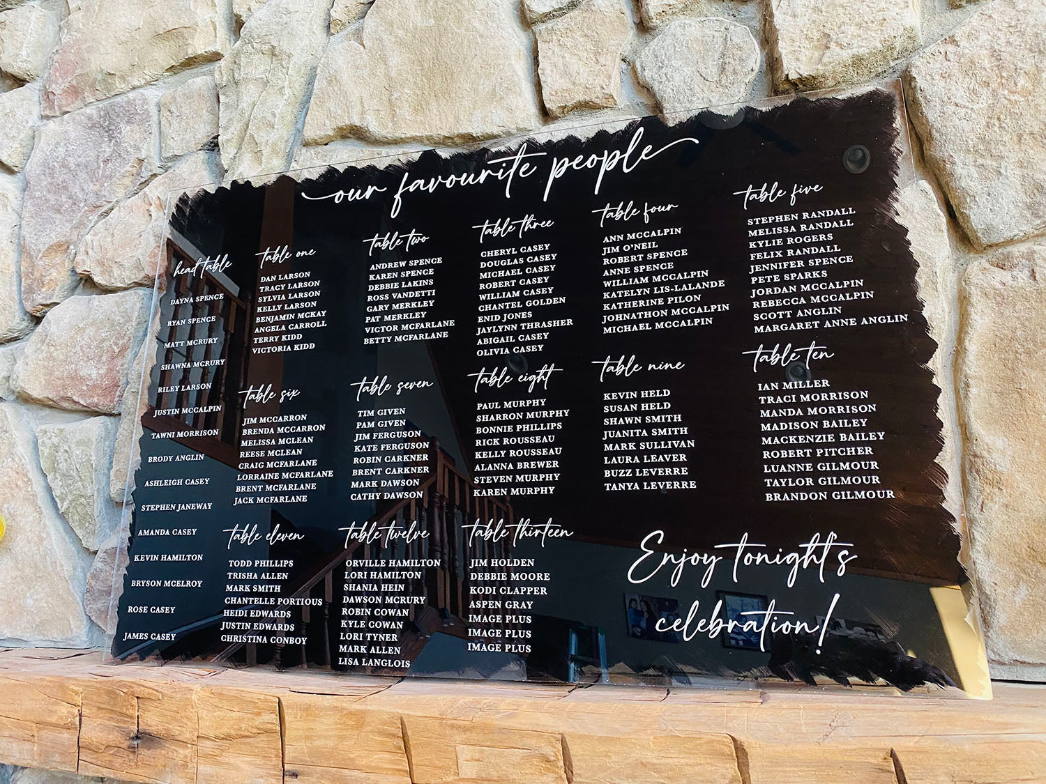 🖤 Acrylic Seating Chart — Our Favourite People 24"x36" Horizontal