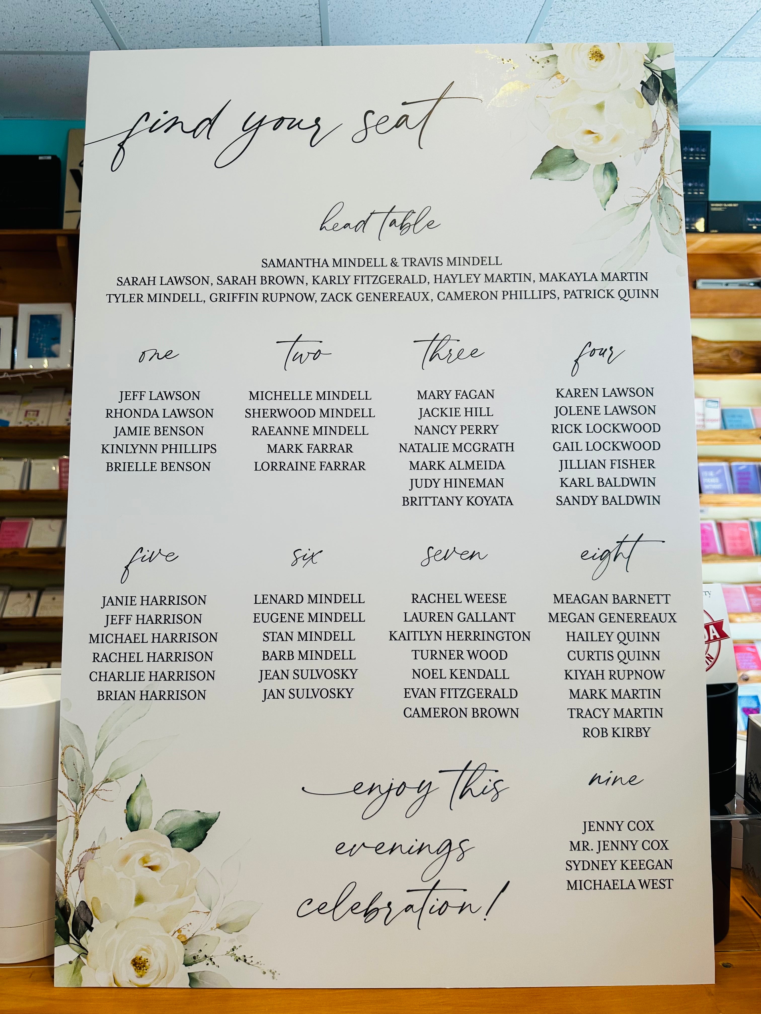 🌿 Find Your Seat - Elegant Botanical Wedding Seating Chart – 24x36" Foamboard