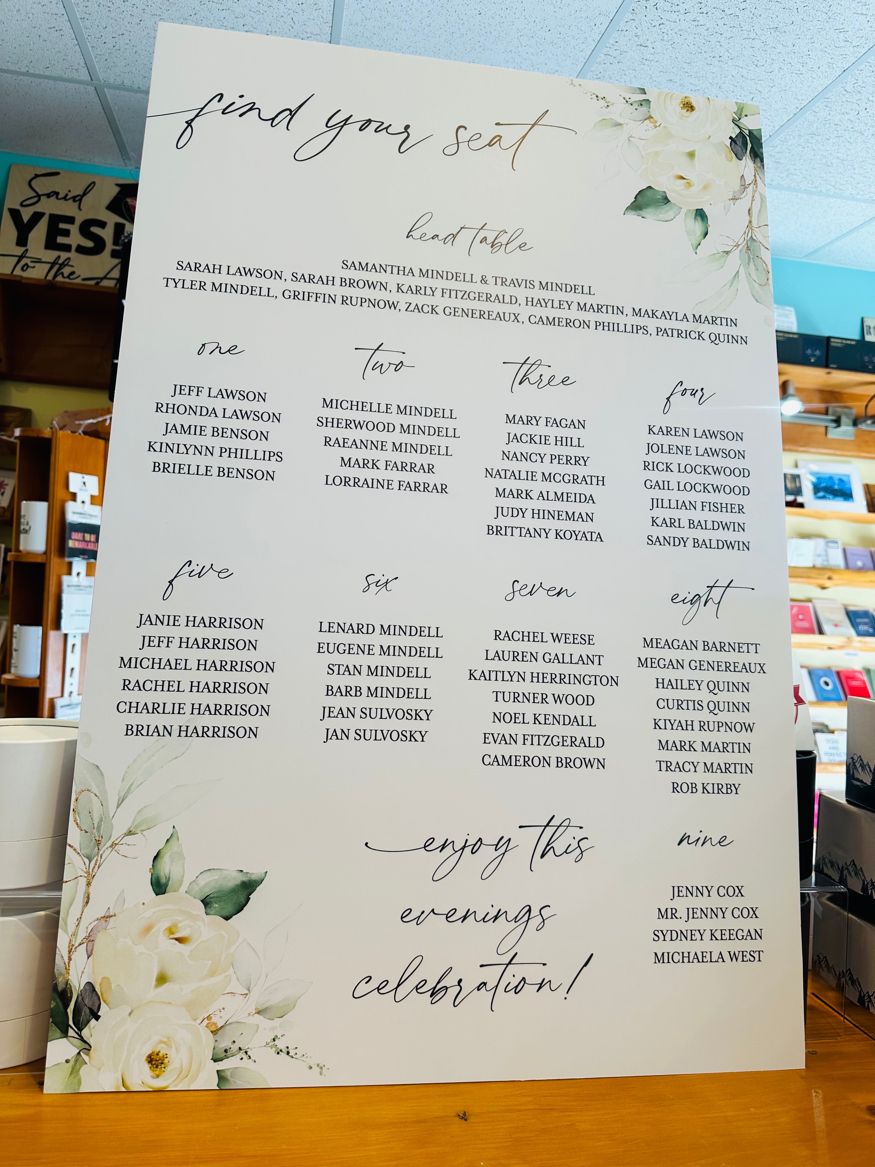 🌿 Find Your Seat - Elegant Botanical Wedding Seating Chart – 24x36" Foamboard