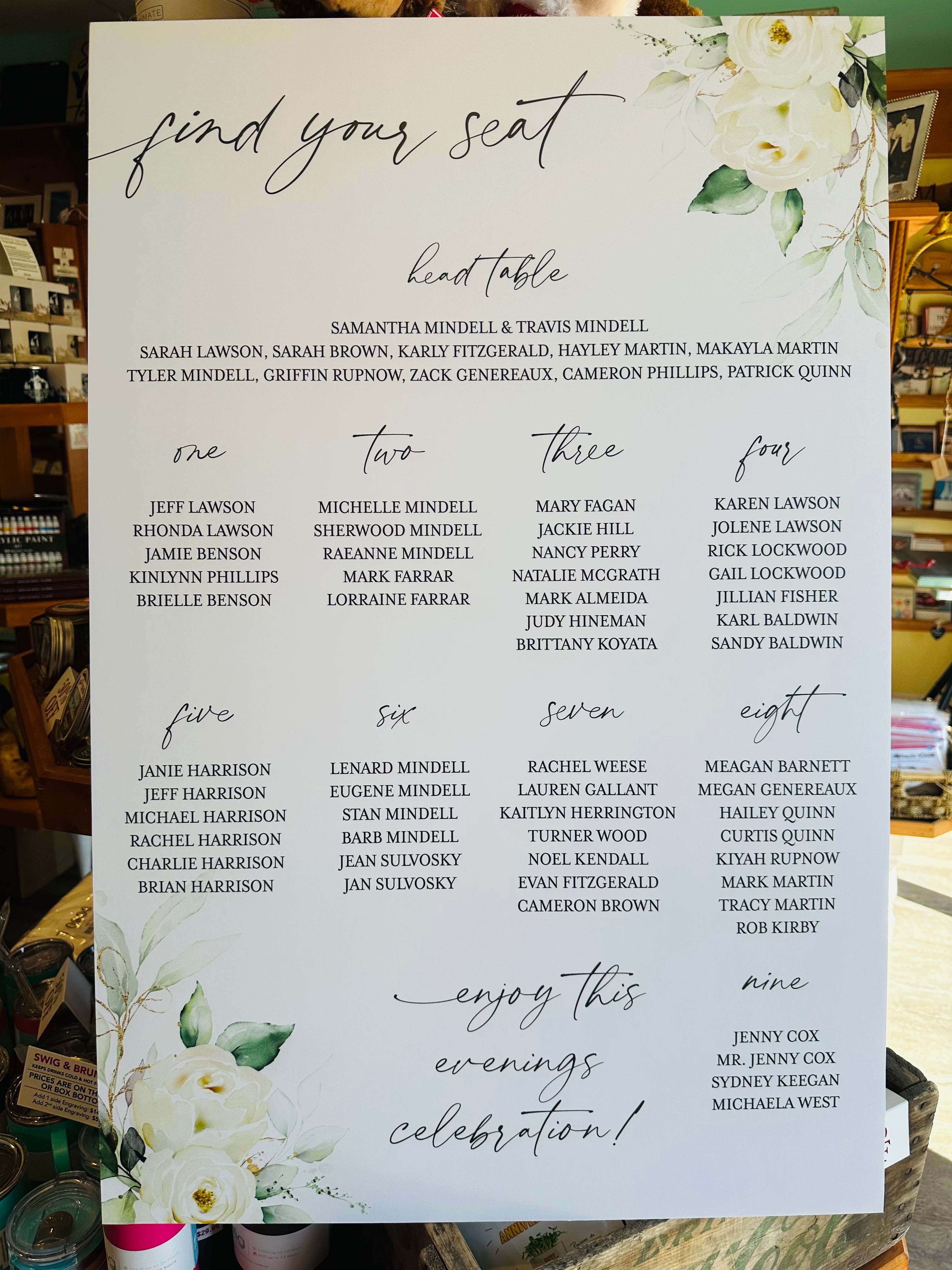 🌿 Find Your Seat - Elegant Botanical Wedding Seating Chart – 24x36" Foamboard
