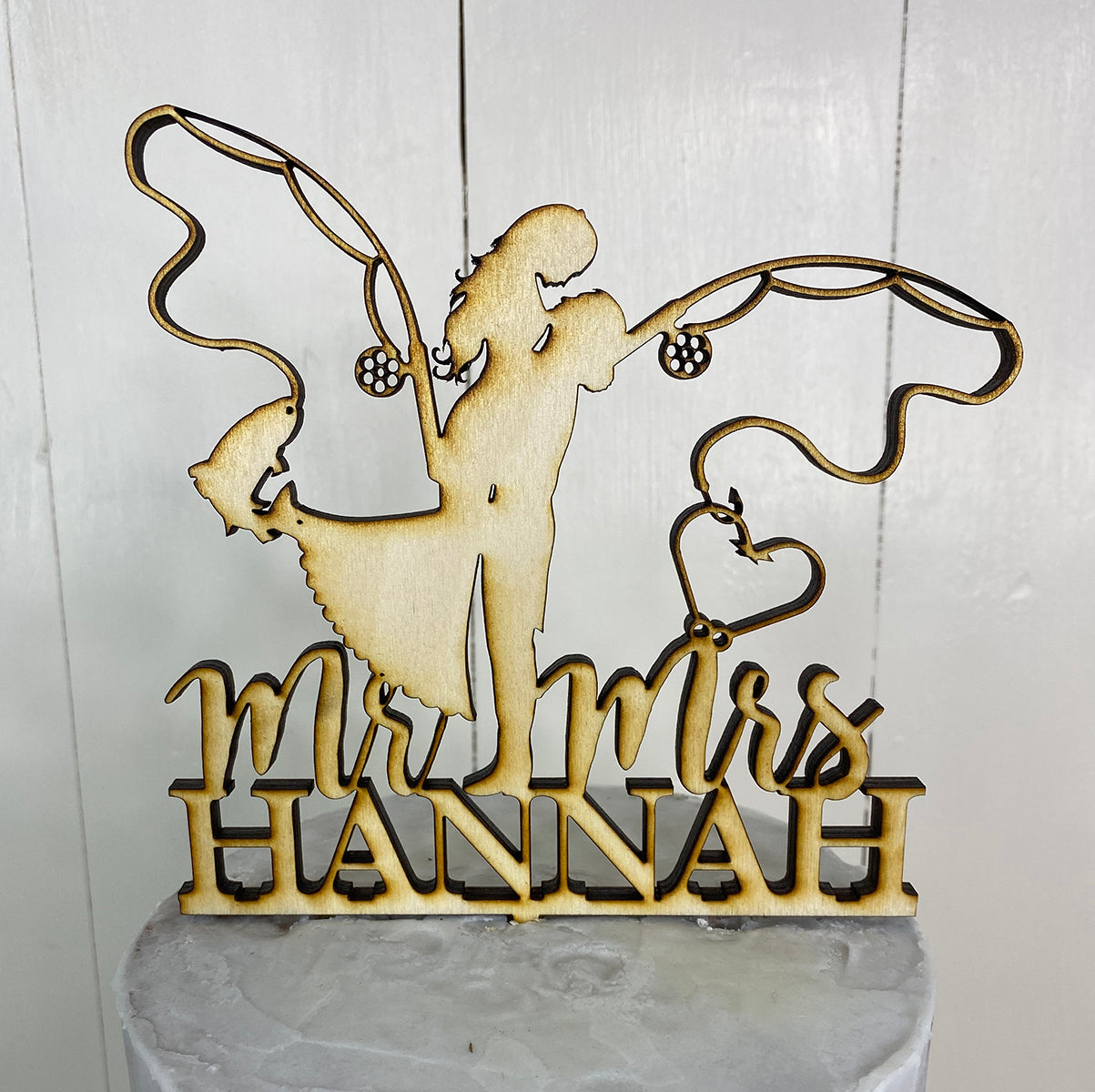 Fishing Love Caketop, Wedding or Anniversary Caketopper