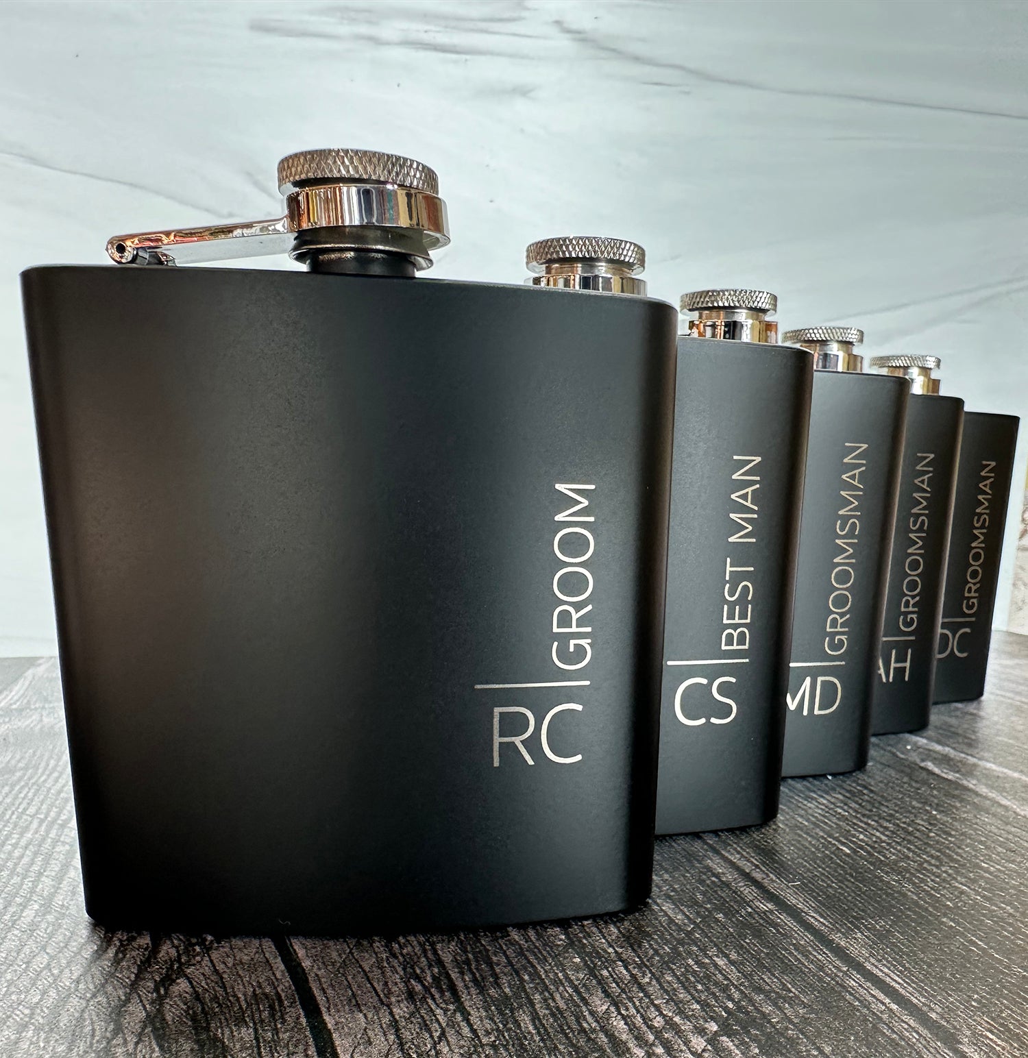 Black Engraved Flask Design 3
