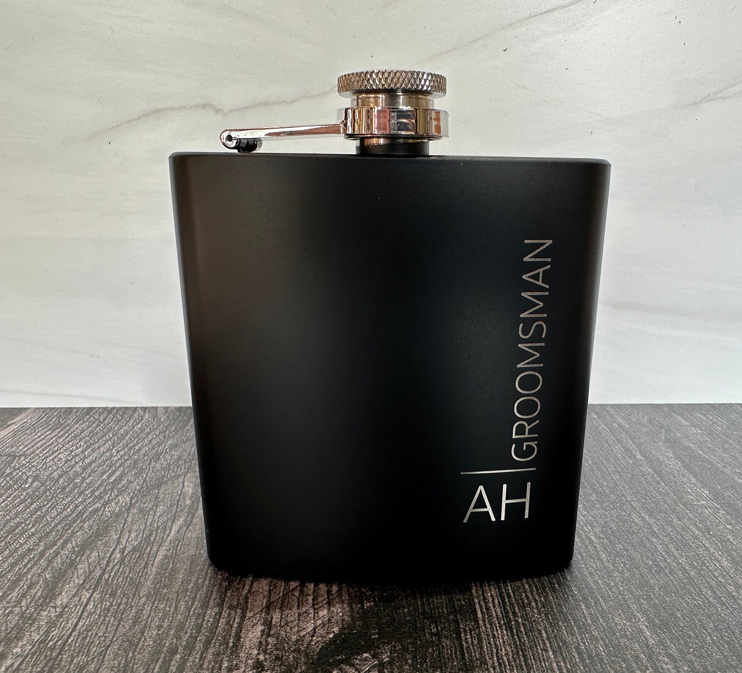 Black Engraved Flask Design 3