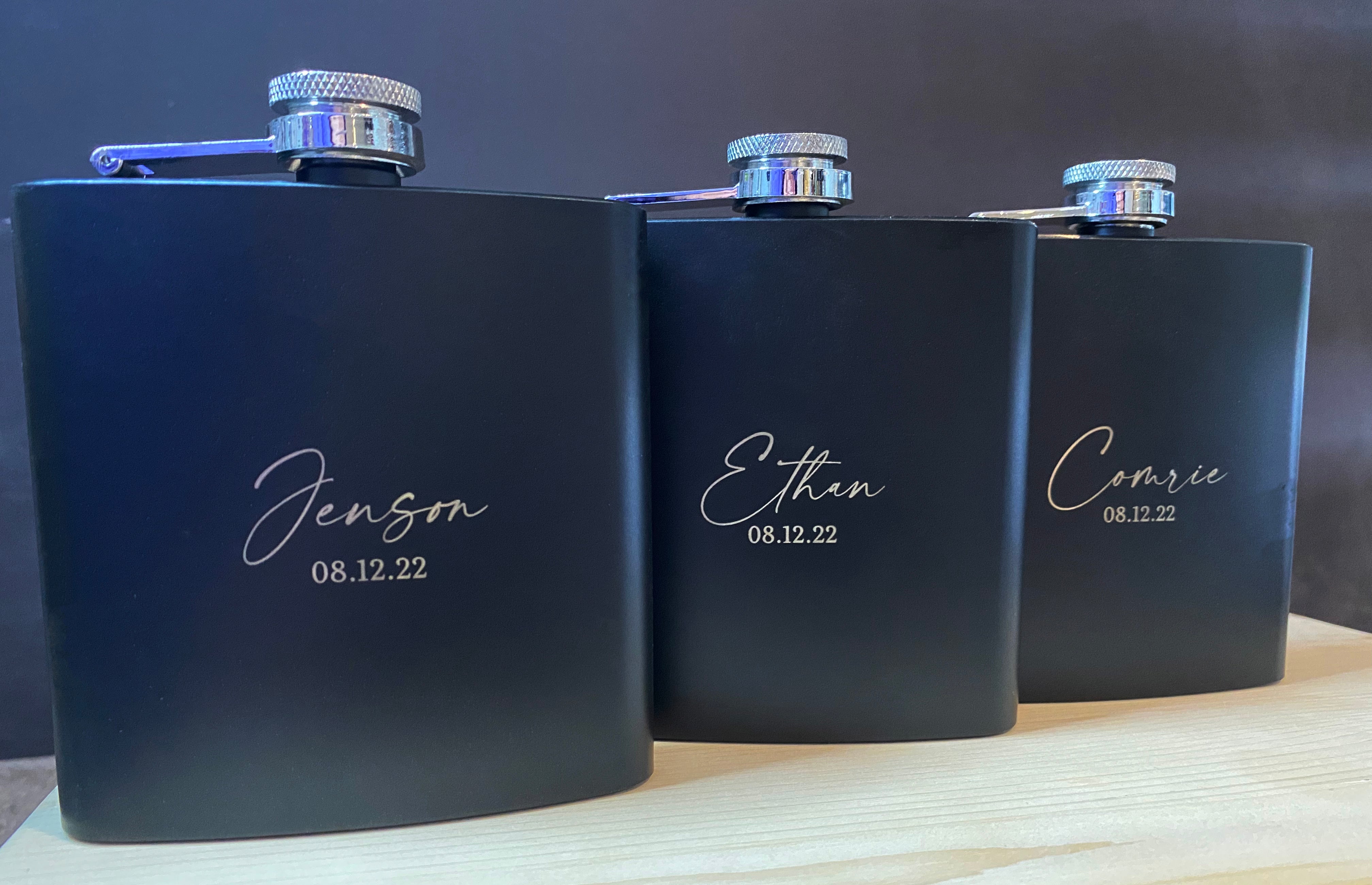 Black Engraved Flask Design 1