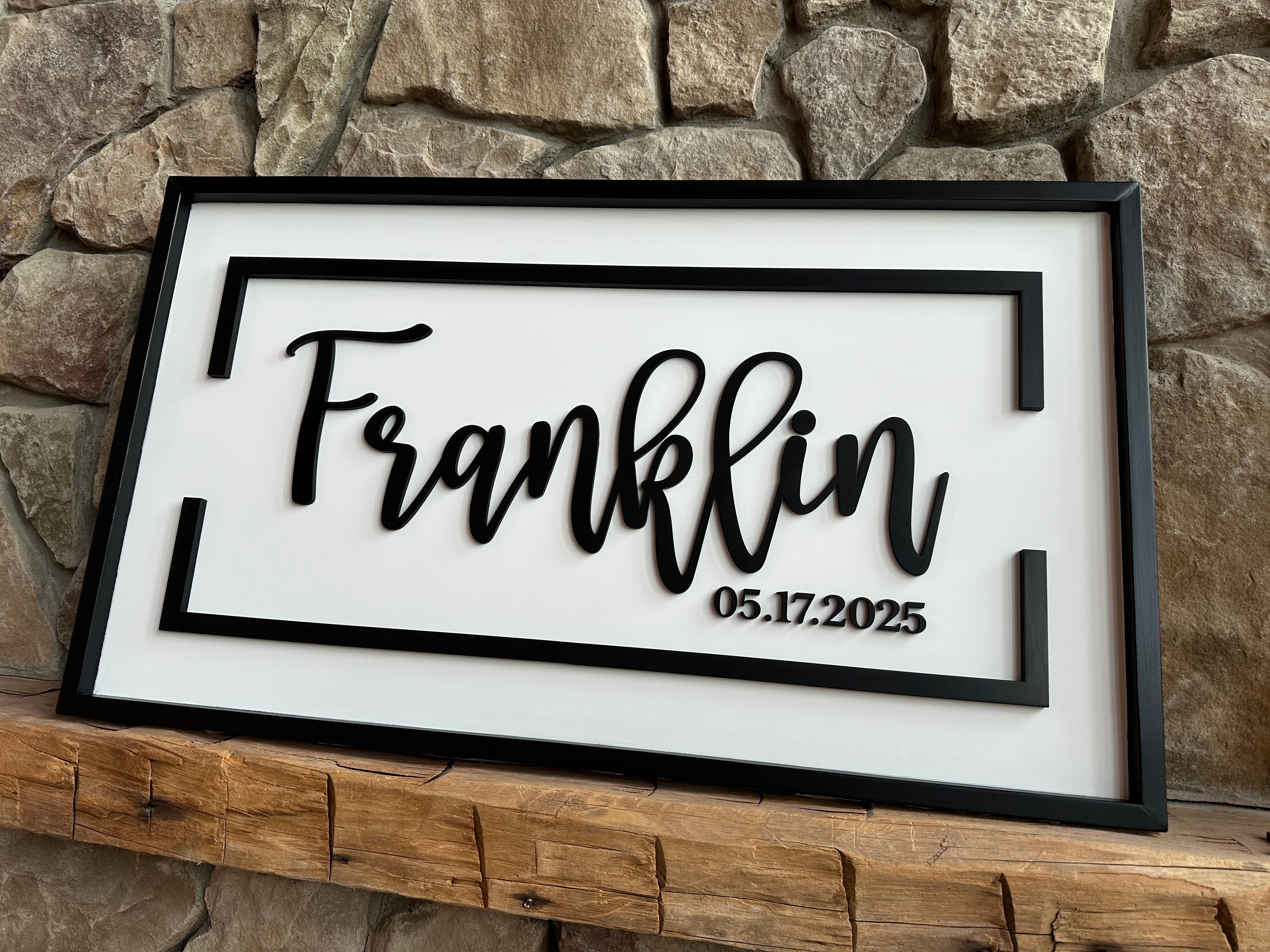 🖤 Bold Framed Wedding Sign – “Franklin” 20x36"